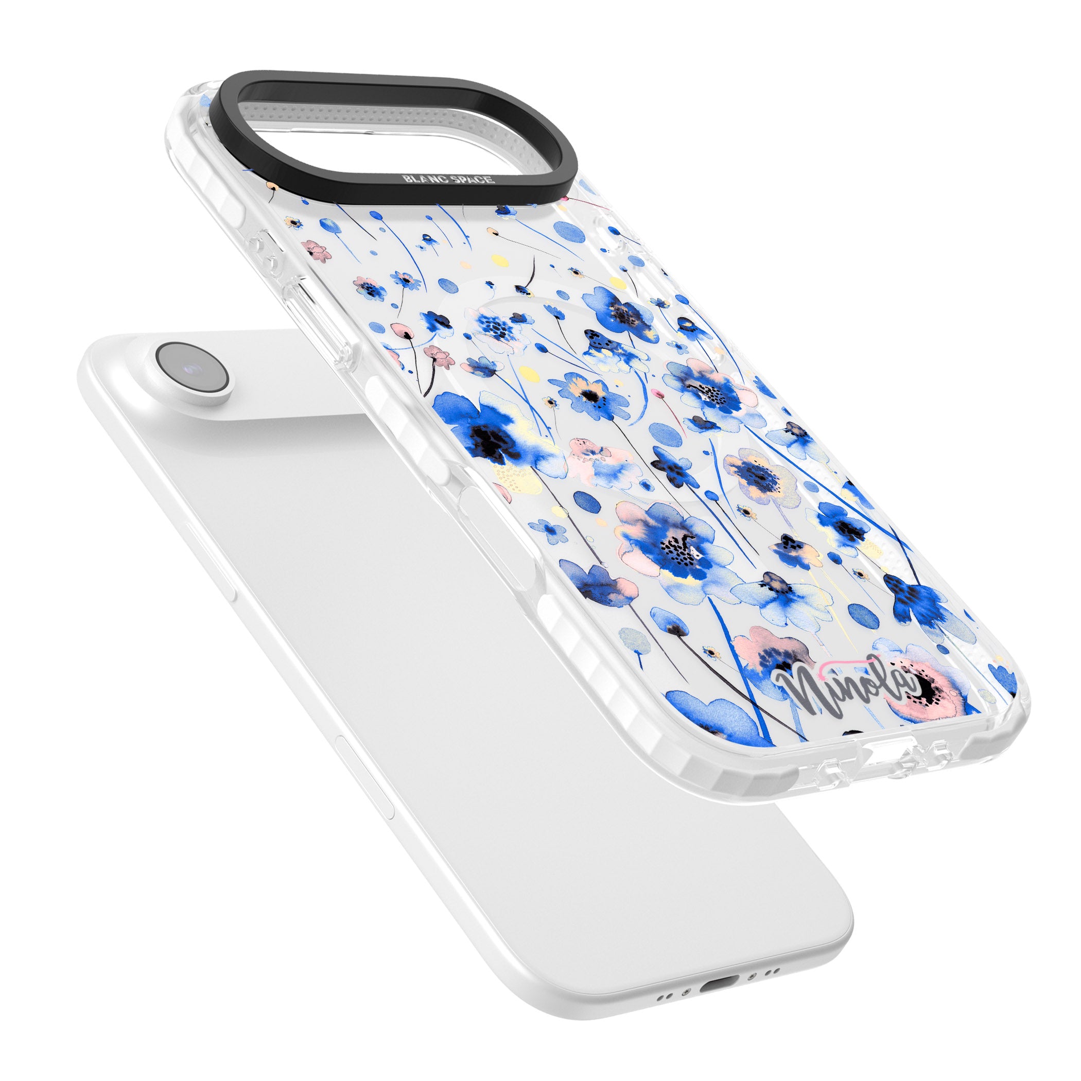Ink Flowers Blue iPhone 17 Air Impact Pro Clear Phone Case Colours