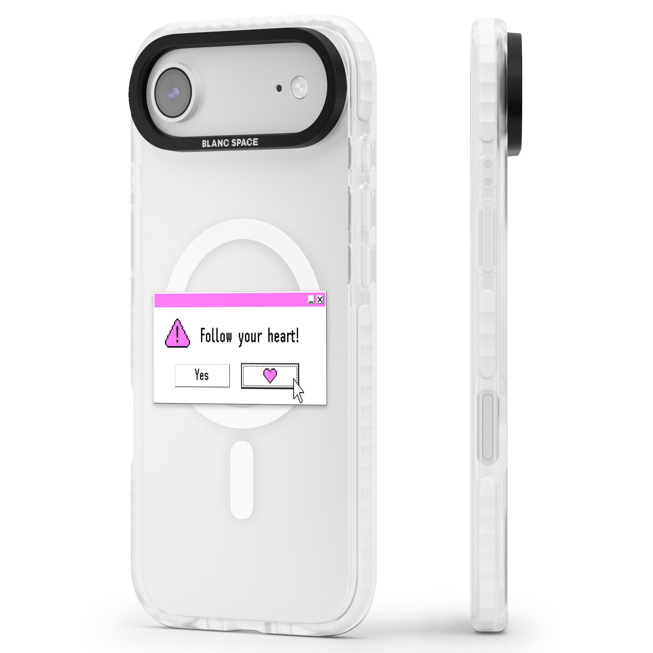 Follow Your Heart.Exe iPhone 17 Air Impact Pro Clear Phone Case Side Profile