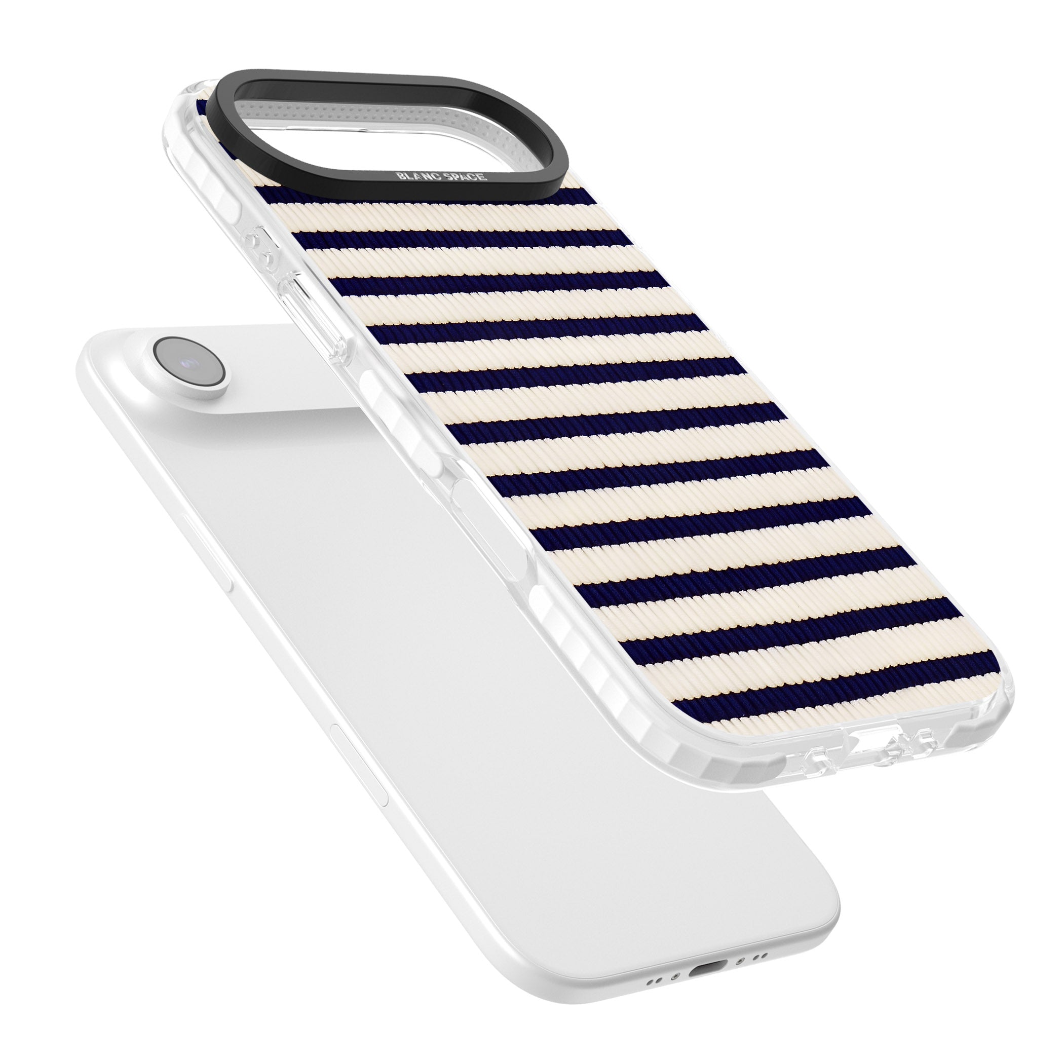 Navy & Cream Stripes iPhone 17 Air Impact Pro Clear Phone Case Colours