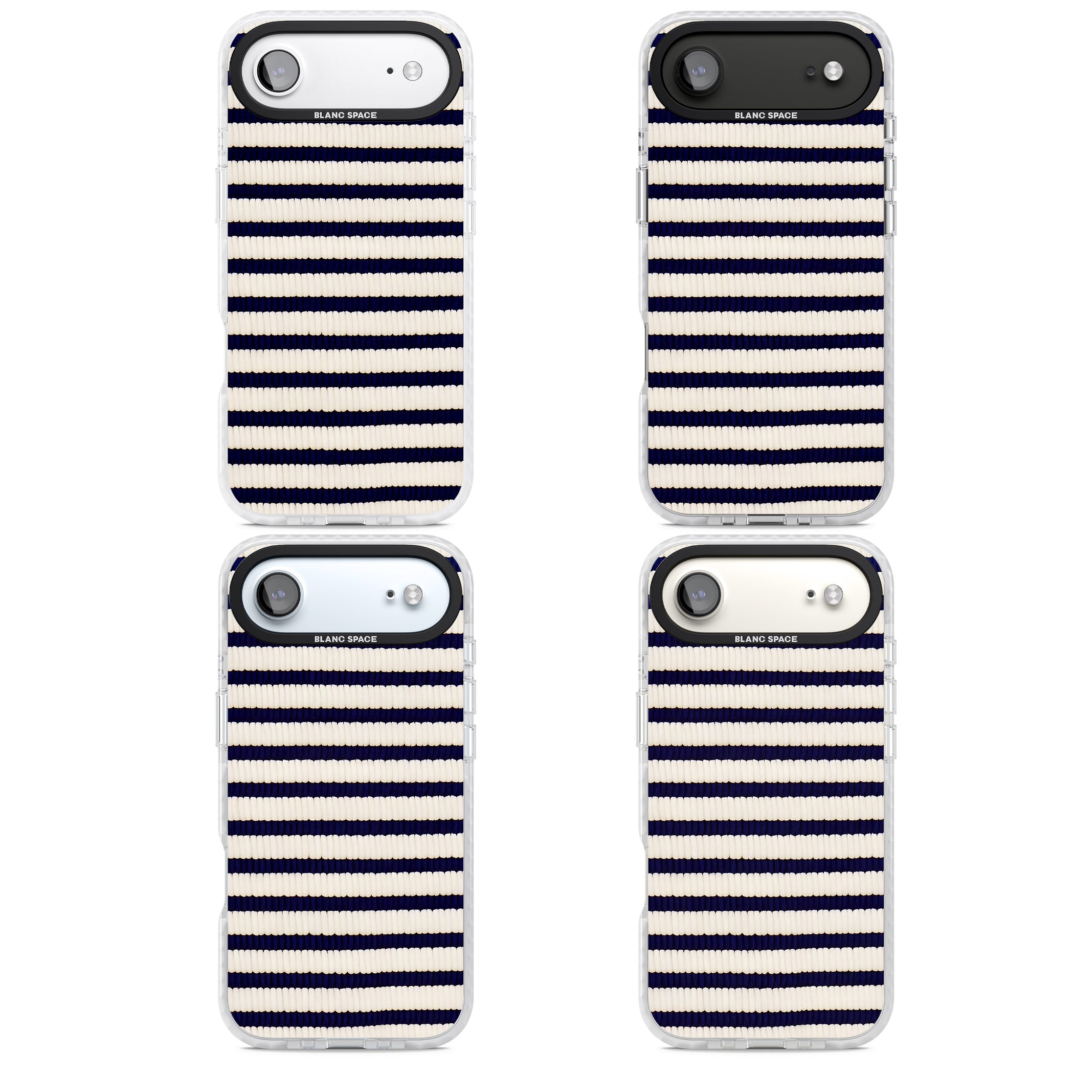 Navy & Cream Stripes iPhone 17 Air Impact Pro Clear Phone Case APT Impact Protection