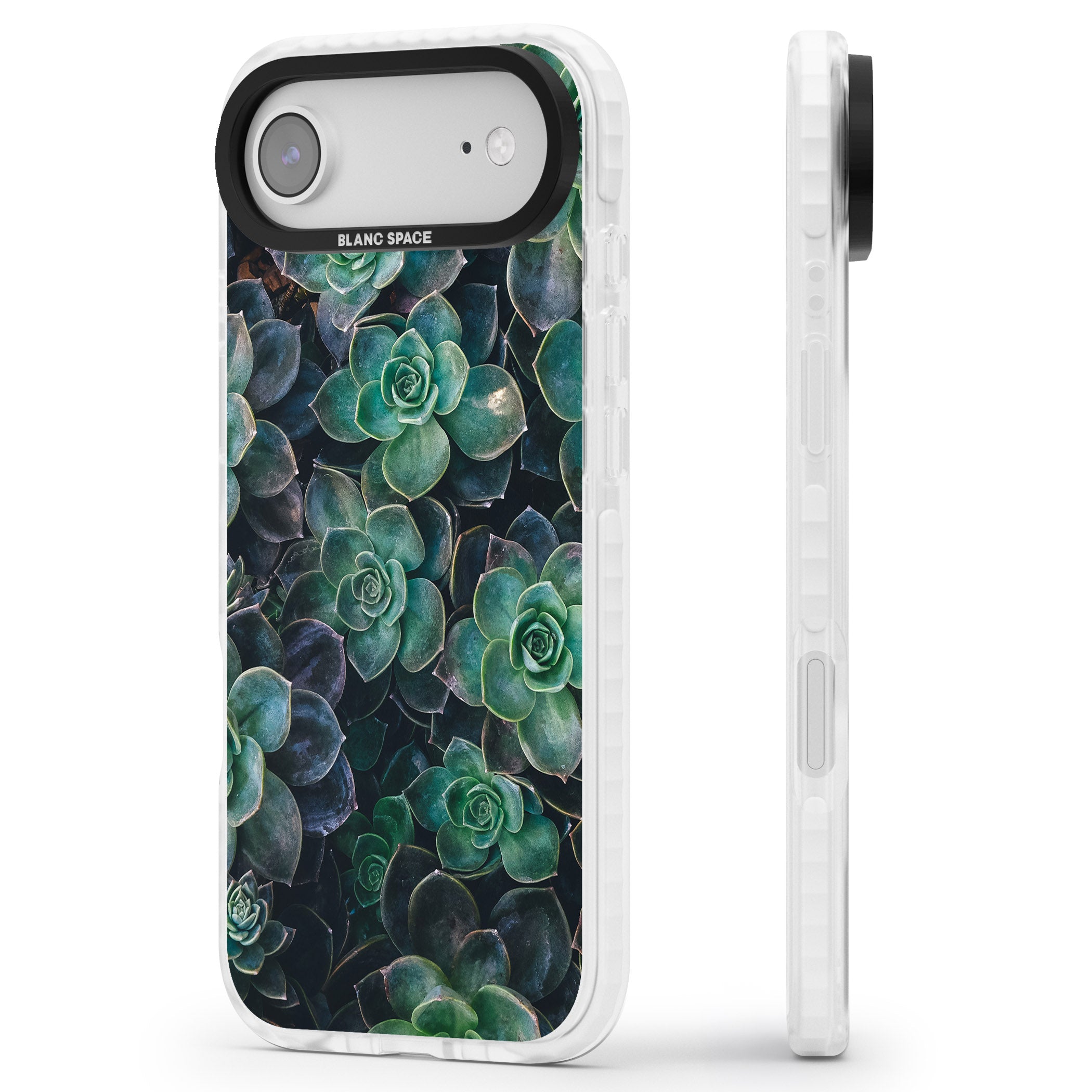 Succulent Bloom Botanical iPhone 17 Air Impact Pro Clear Phone Case Side Profile