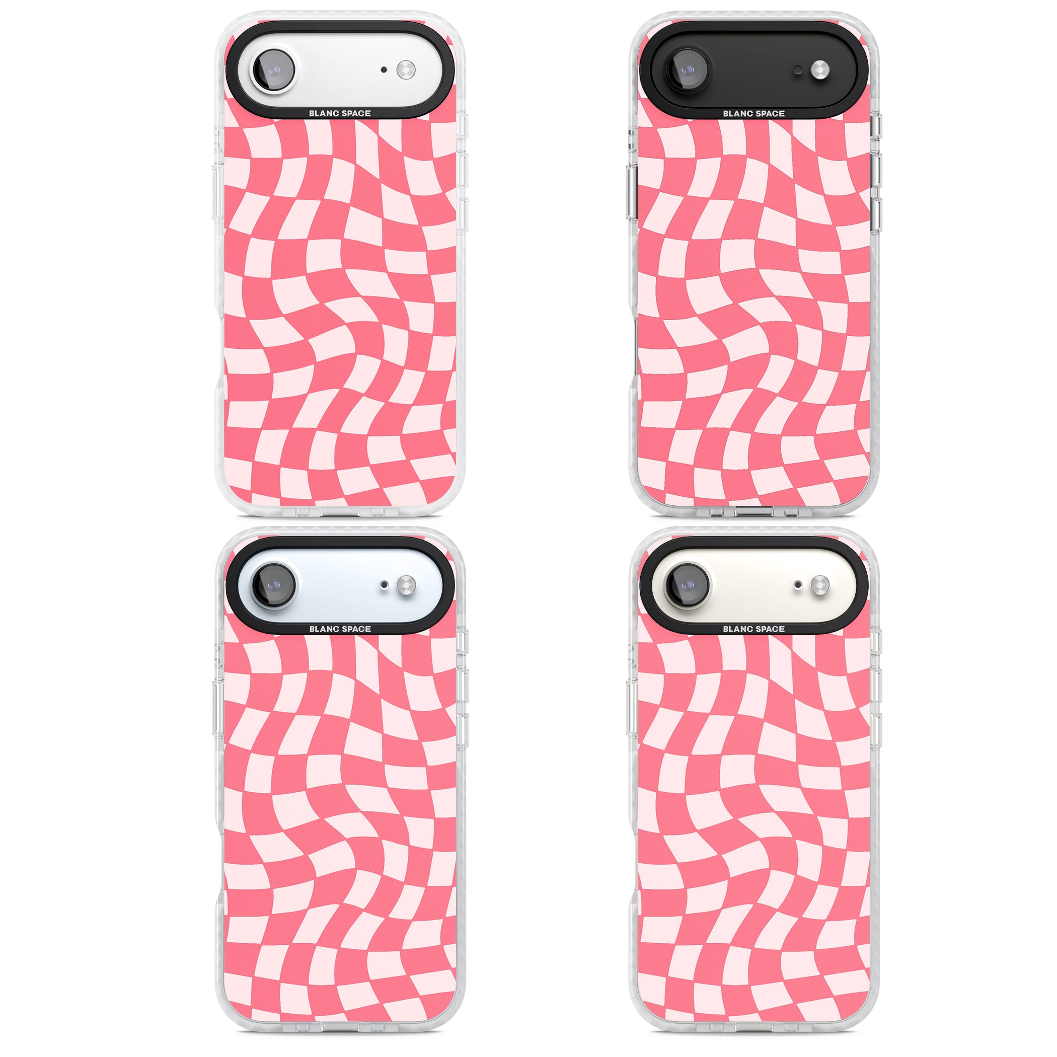 Pink Wavy Checked Pattern iPhone 17 Air Impact Pro Clear Phone Case APT Impact Protection