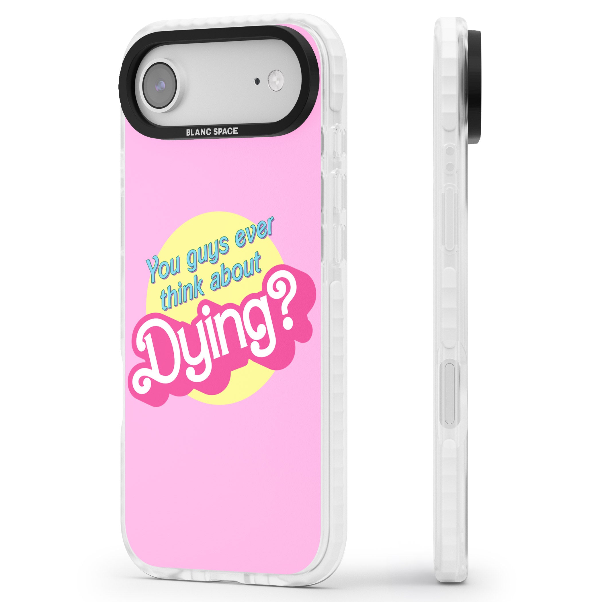 Ever Think About Dying? iPhone 17 Air Impact Pro Clear Phone Case Side Profile
