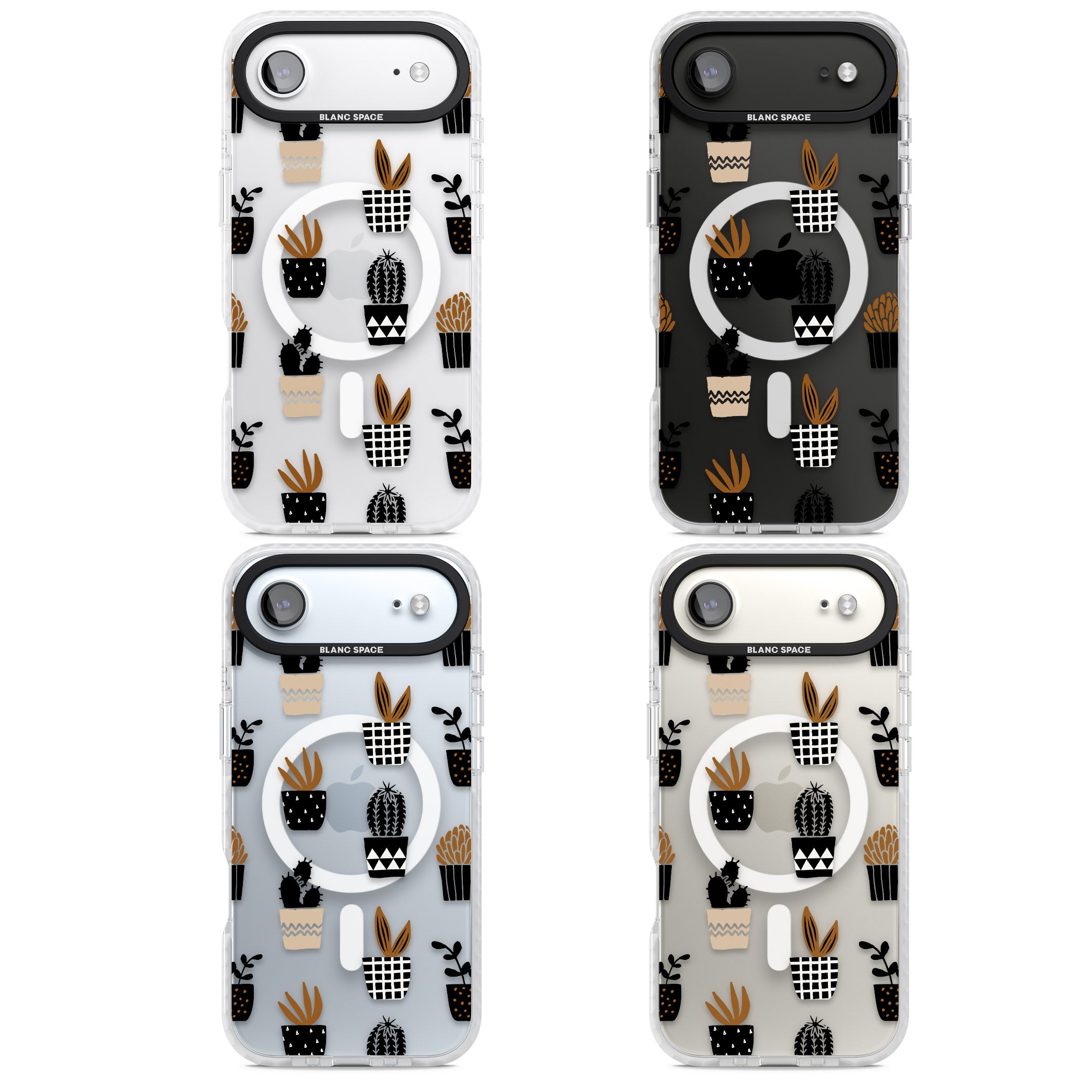 Large Mixed Plants Pattern Clear iPhone 17 Air Impact Pro Clear Phone Case APT Impact Protection