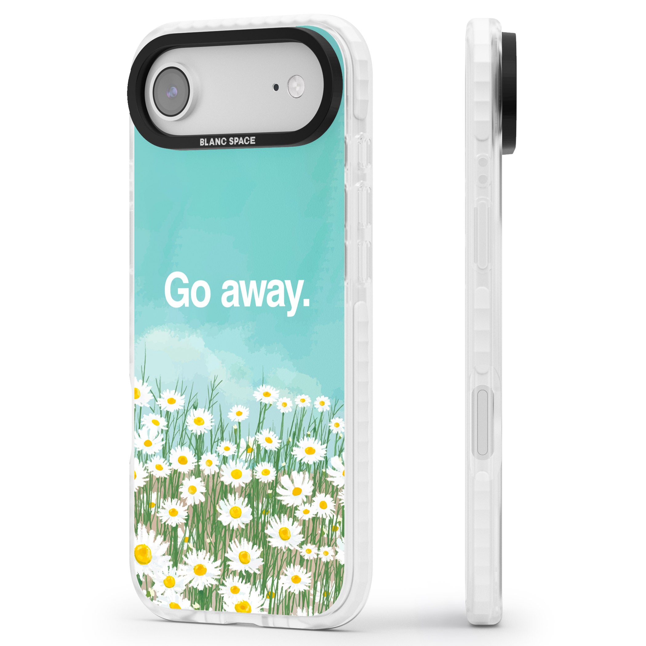 Go Away iPhone 17 Air Impact Pro Clear Phone Case Side Profile