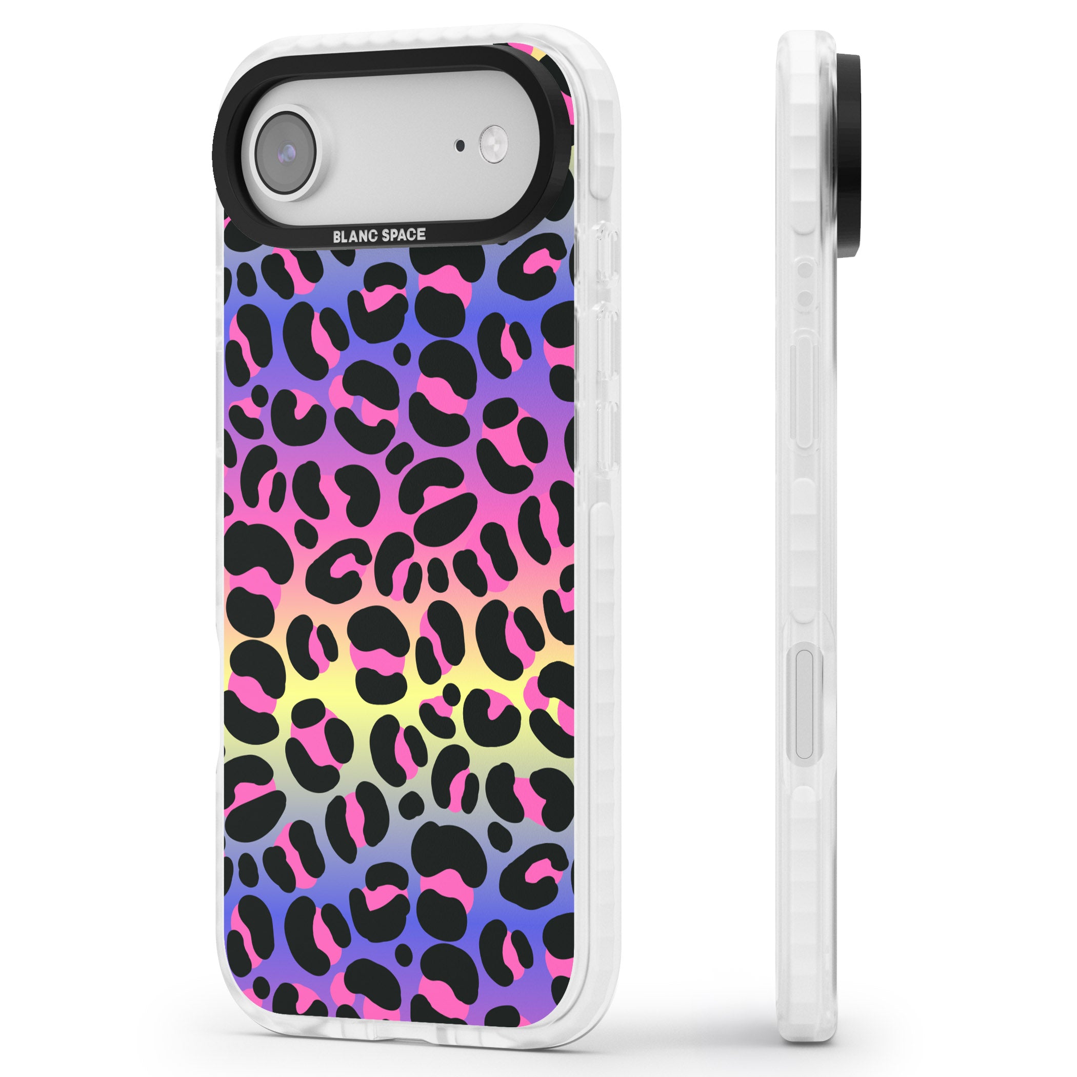 Rainbow Gradient Leopard iPhone 17 Air Impact Pro Clear Phone Case Side Profile