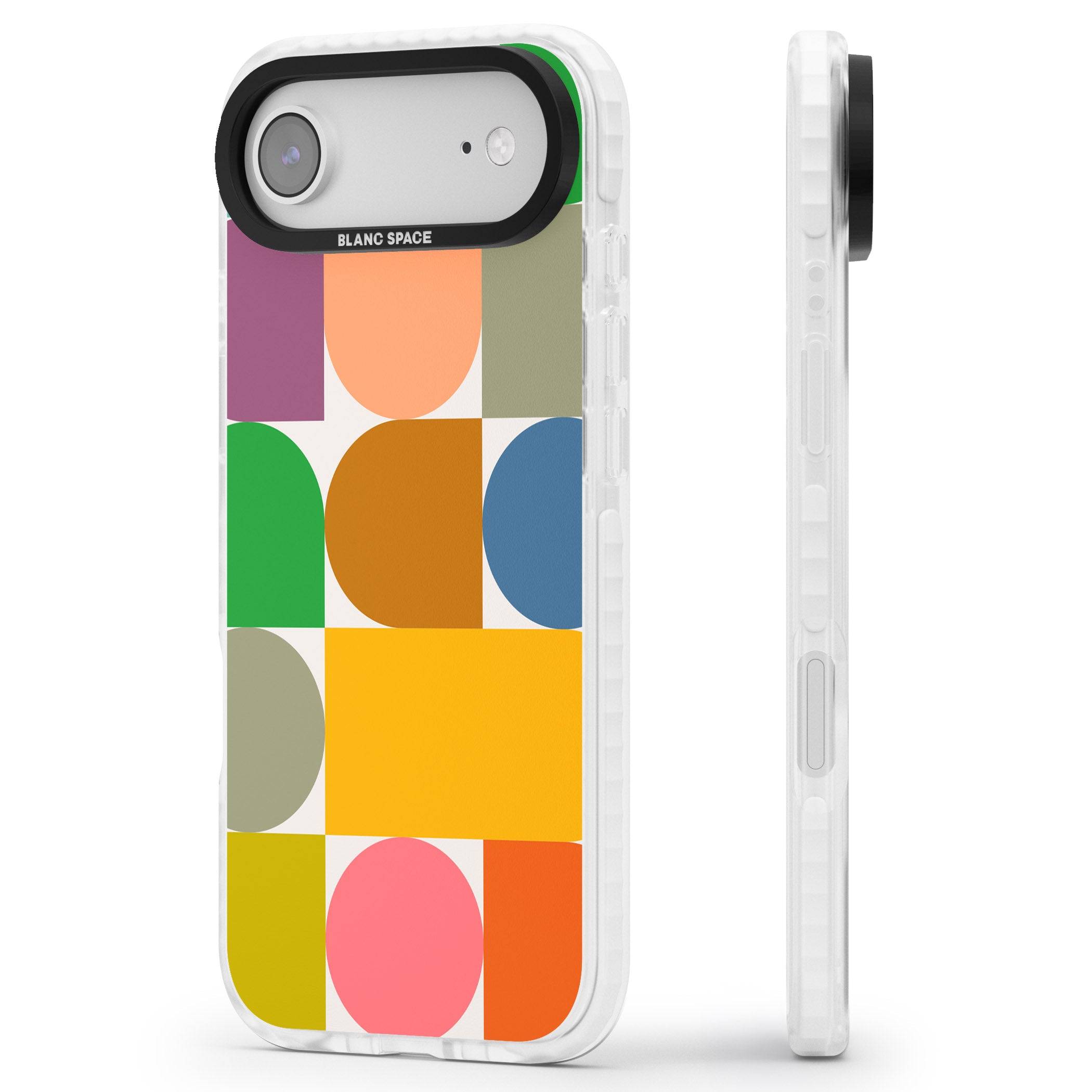 Retro Colorful Shapes iPhone 17 Air Impact Pro Clear Phone Case Side Profile