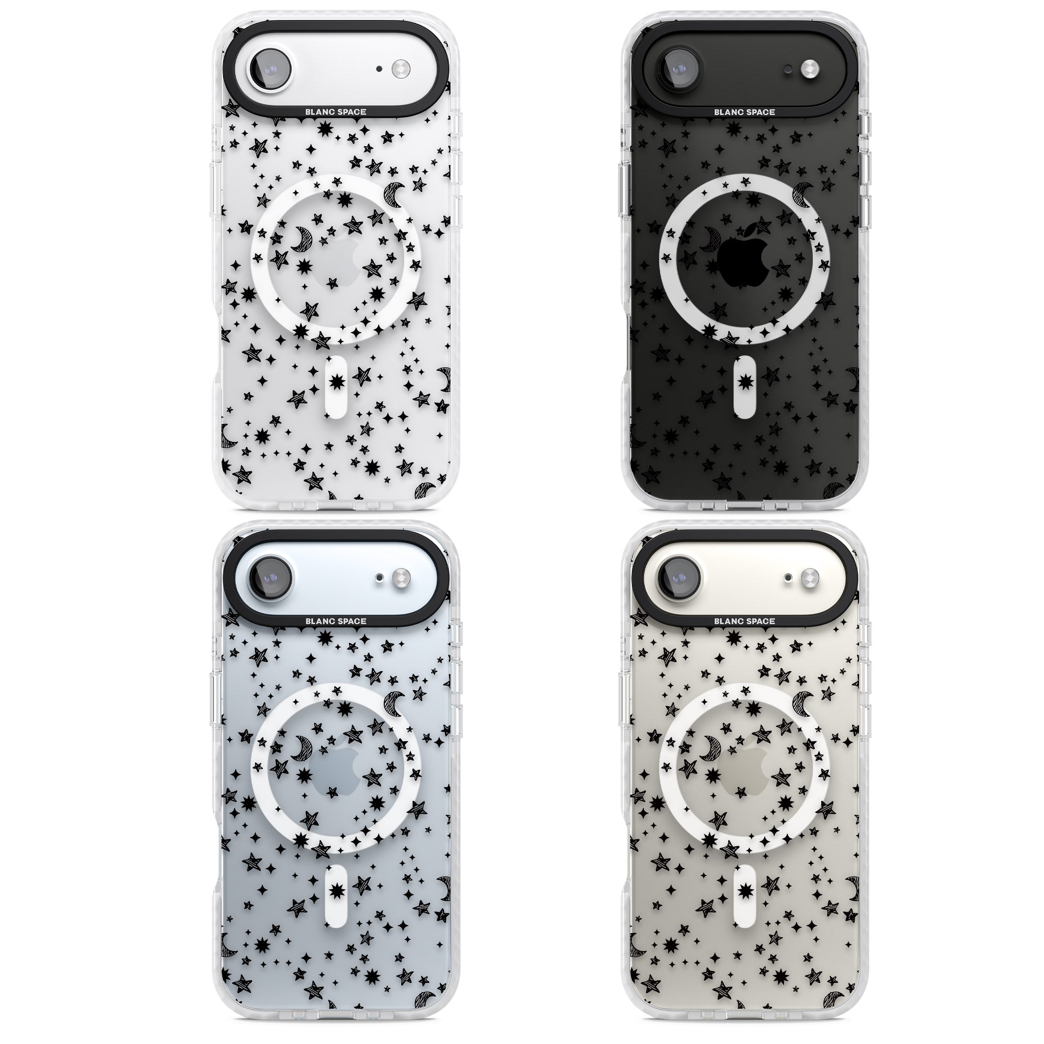 Black Cosmic Galaxy Pattern iPhone 17 Air Impact Pro Clear Phone Case APT Impact Protection