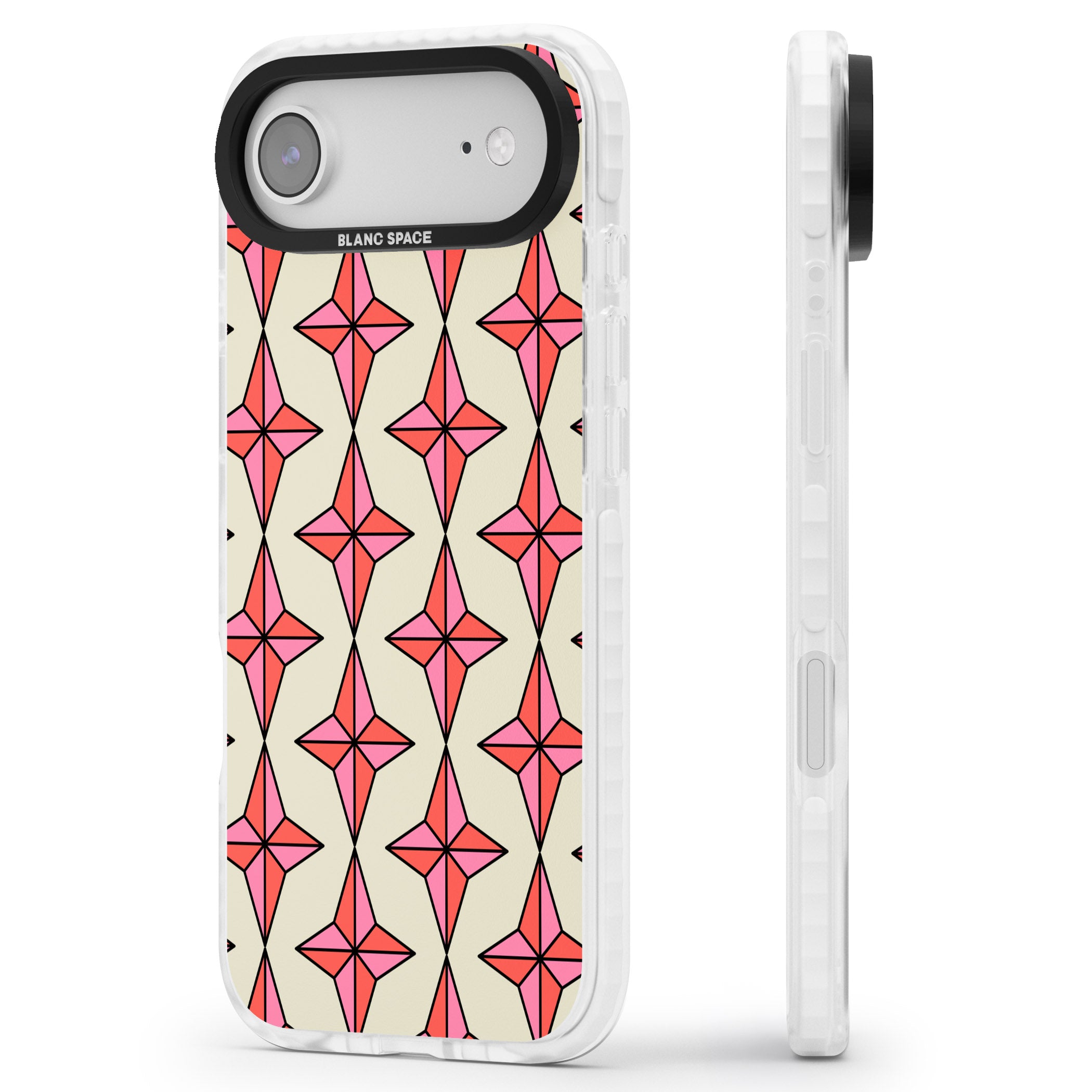 Rose Stars Pattern iPhone 17 Air Impact Pro Clear Phone Case Side Profile