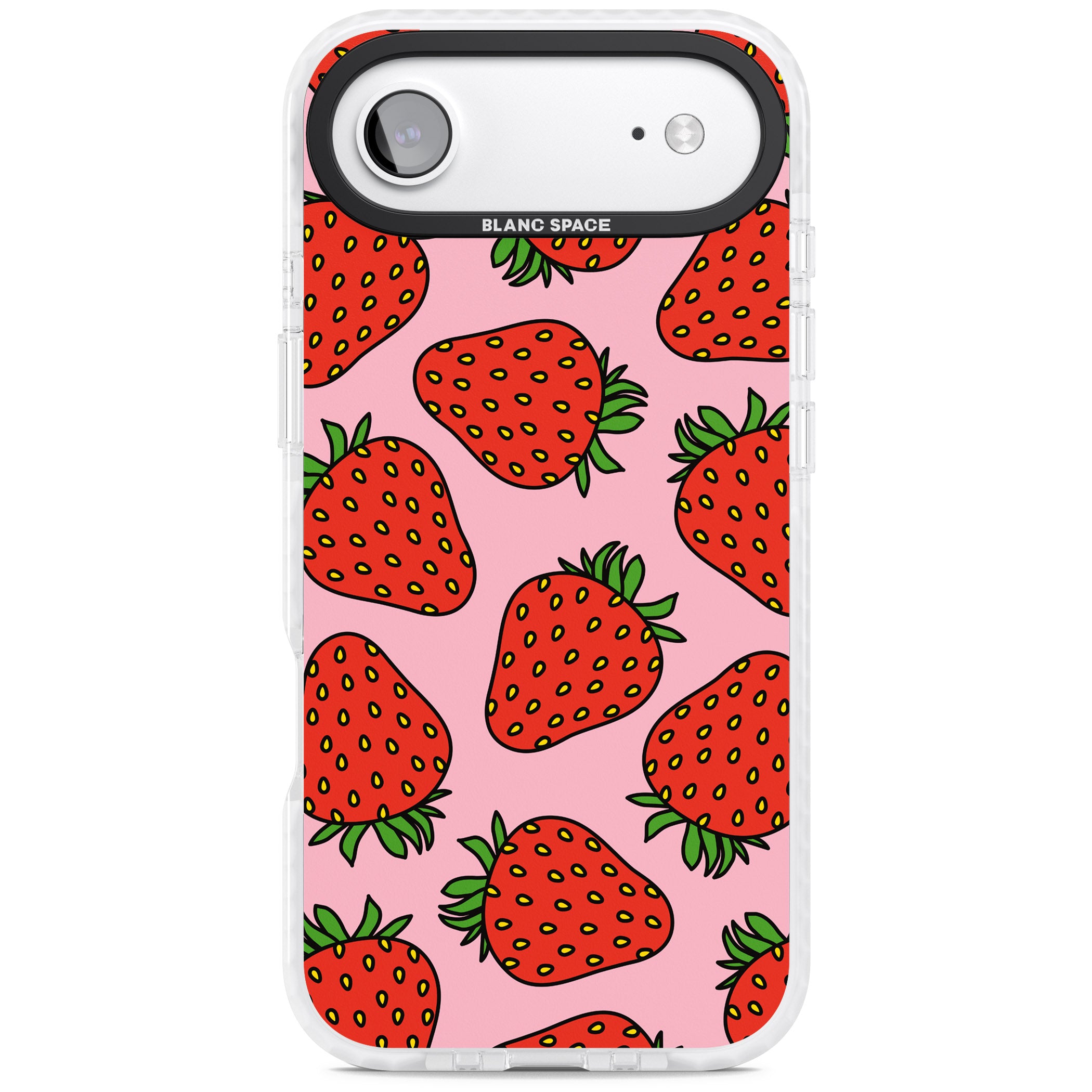 Strawberry Pattern (Pink) iPhone 17 Air Impact Pro Clear Phone Case