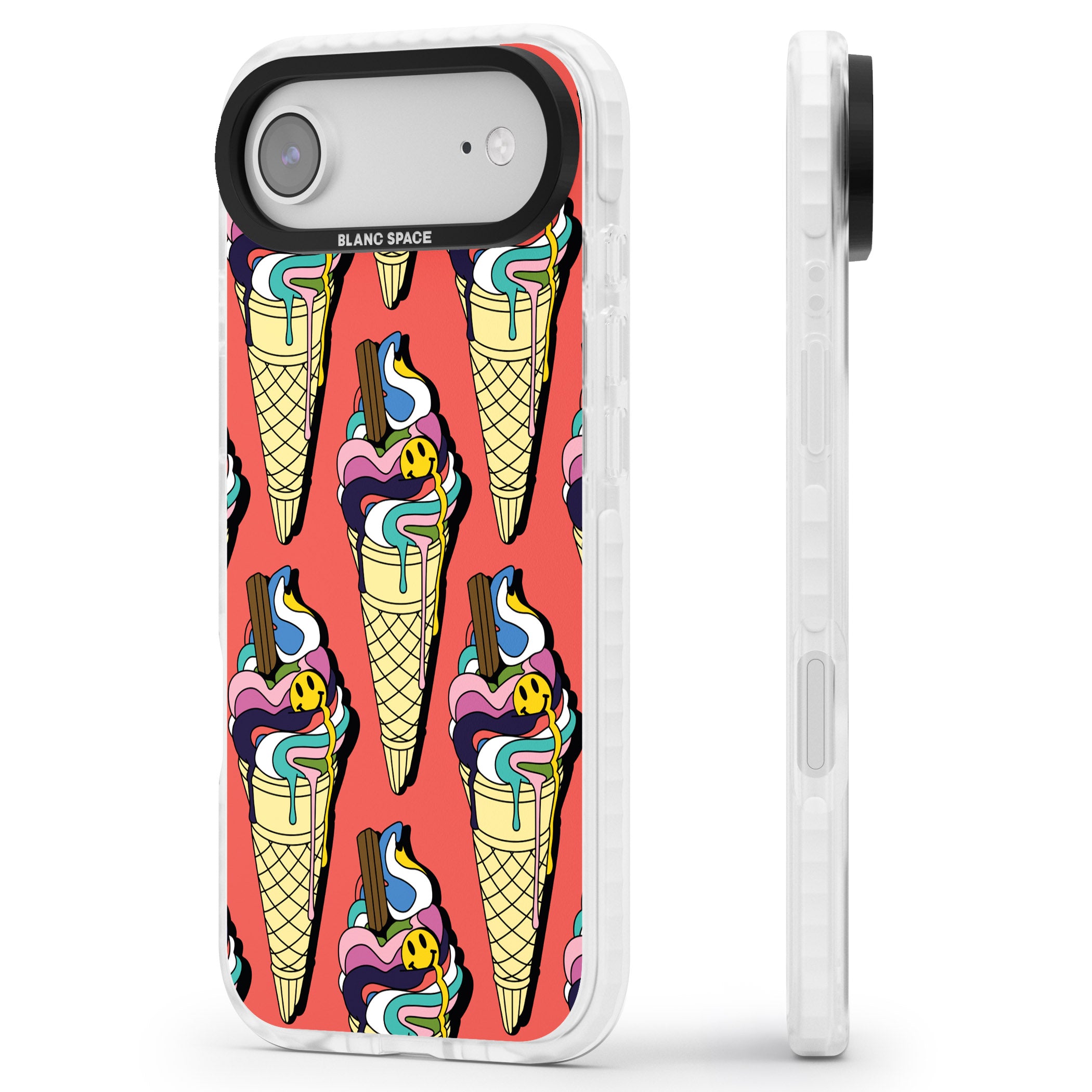 Trip & Drip Ice Cream (Red) iPhone 17 Air Impact Pro Clear Phone Case Side Profile