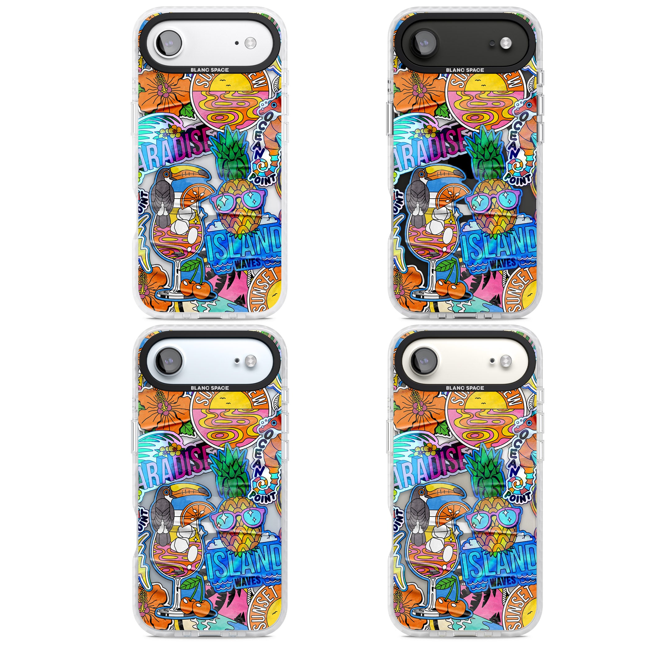 Tropical Vibes Collage iPhone 17 Air Impact Pro Clear Phone Case APT Impact Protection