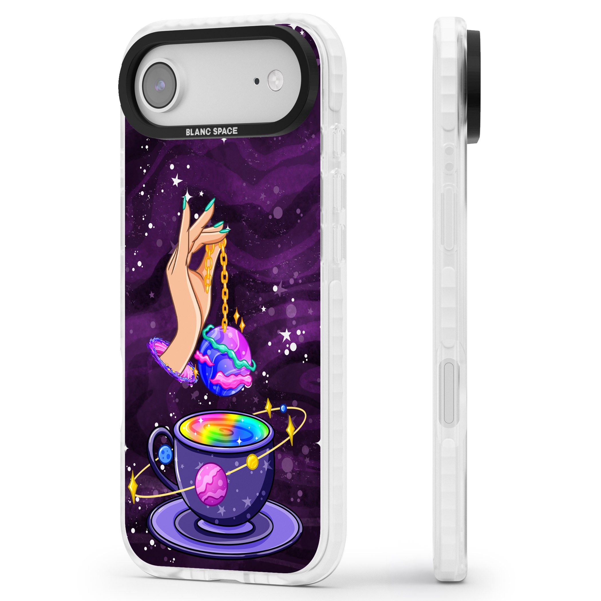 Space Tea iPhone 17 Air Impact Pro Clear Phone Case Side Profile