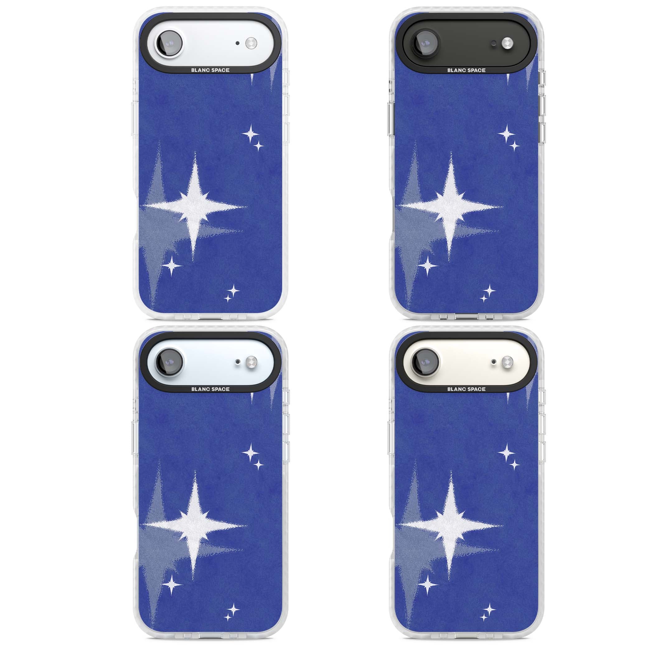 Blue Sparkle celestial iPhone case featuring sparkling silver stars on a deep blue painterly night sky | Impact Magsafe case for iPhone Air