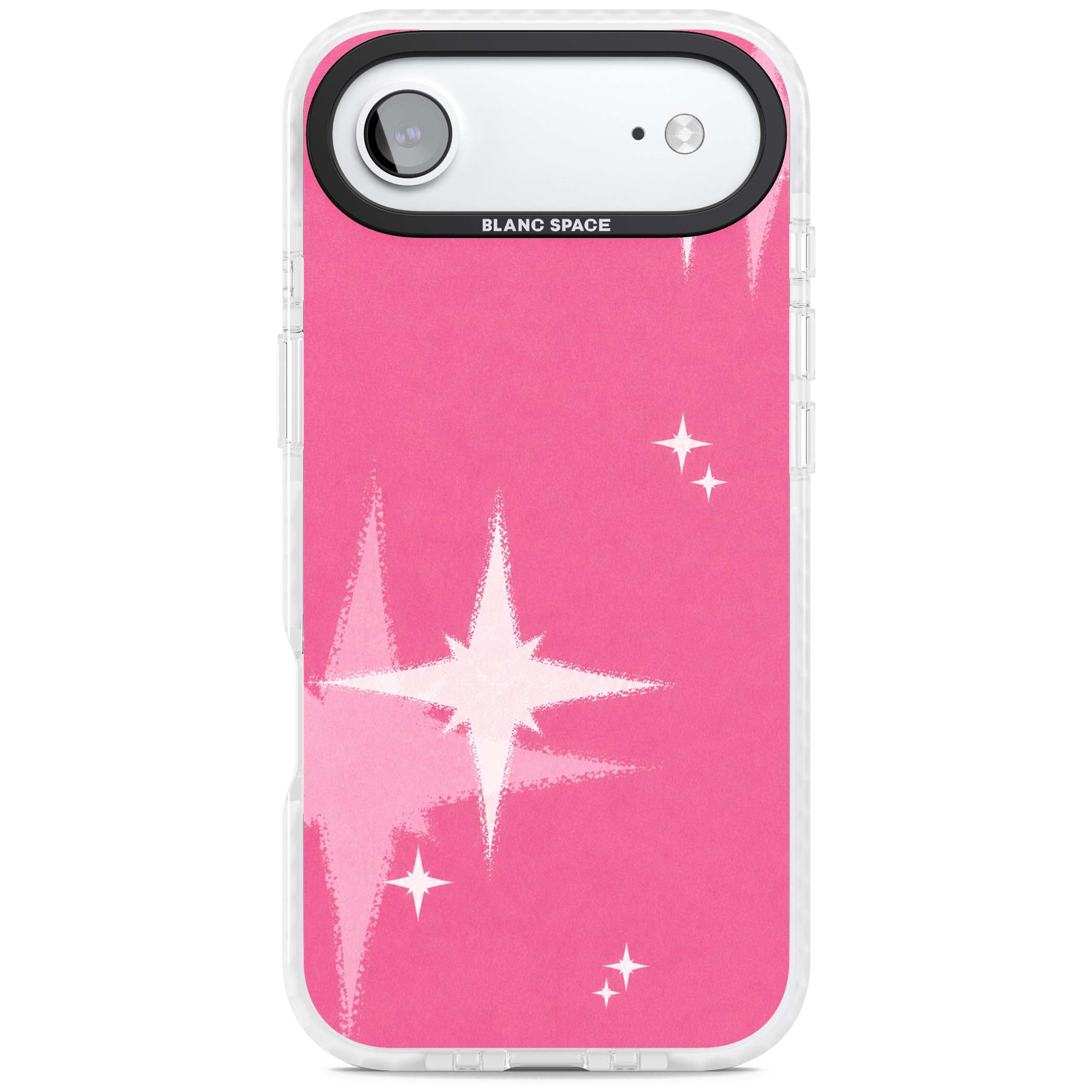 Pink Sparkle Y2K iPhone case featuring hot pink background with shimmering white starburst pattern | Impact Magsafe case for iPhone Air