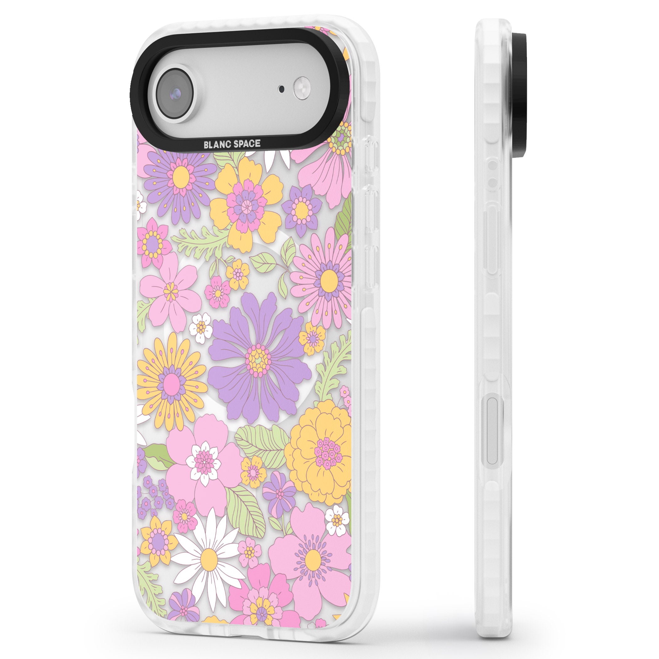 Soft Flower Mix iPhone 17 Air Impact Pro Clear Phone Case Side Profile