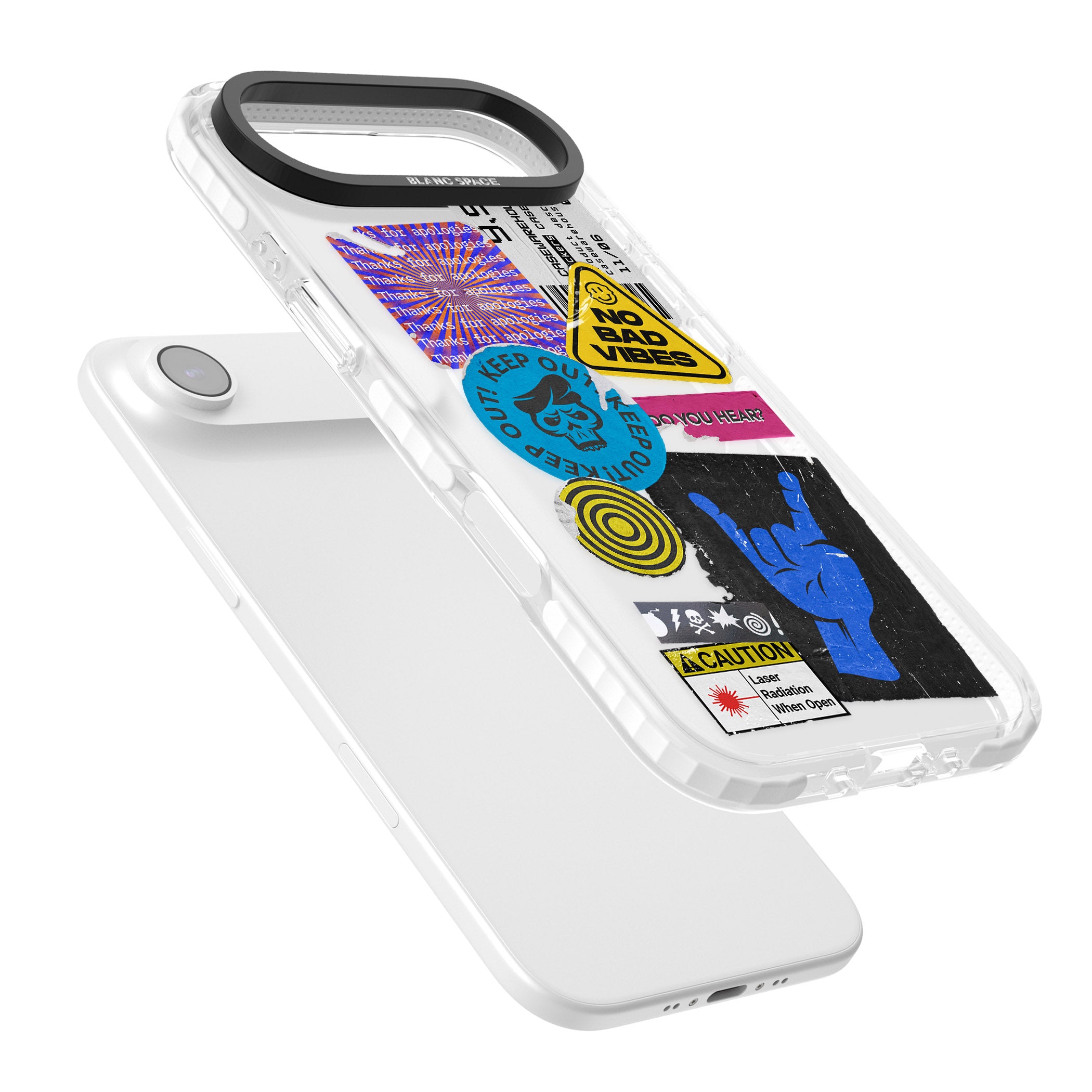 No Bad Vibes Sticker Mix iPhone 17 Air Impact Pro Clear Phone Case Colours