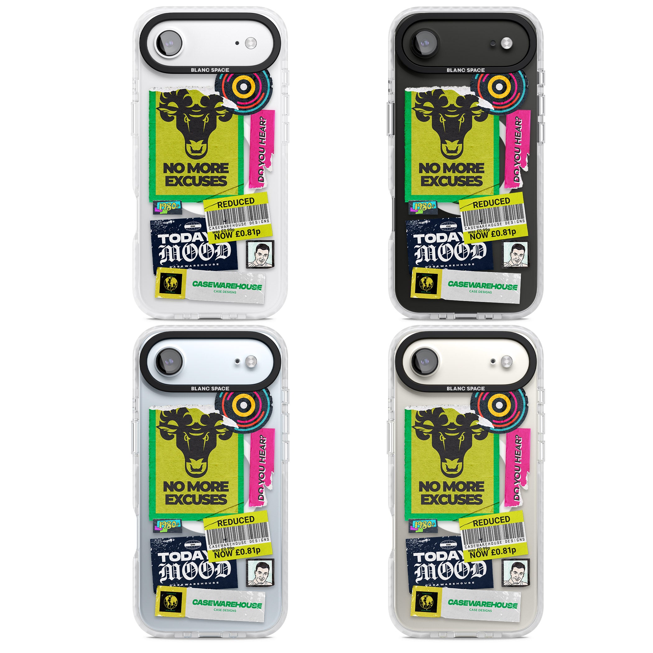 No More Excuses Sticker Mix iPhone 17 Air Impact Pro Clear Phone Case APT Impact Protection