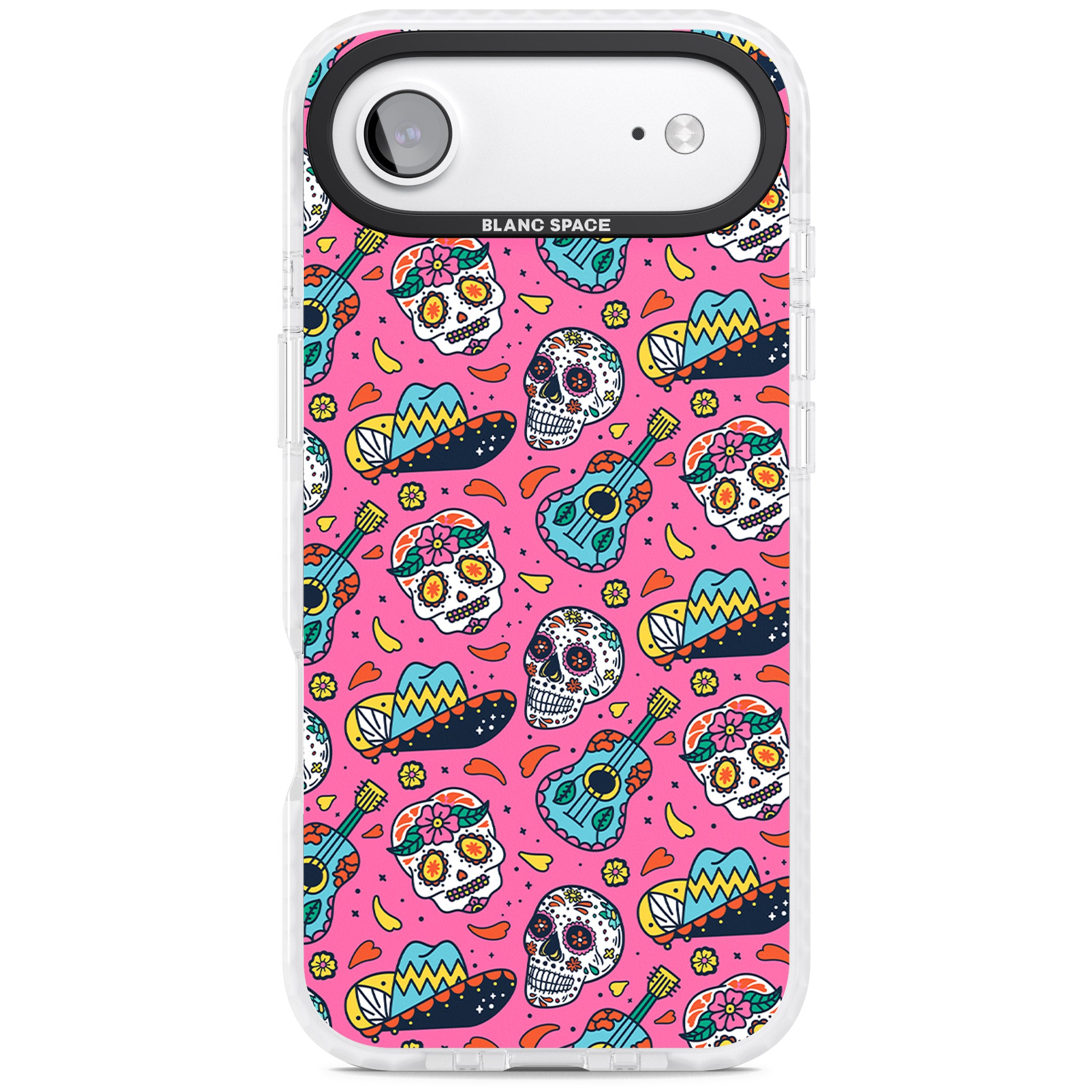 Pink Day Of The Dead Pattern iPhone 17 Air Impact Pro Clear Phone Case