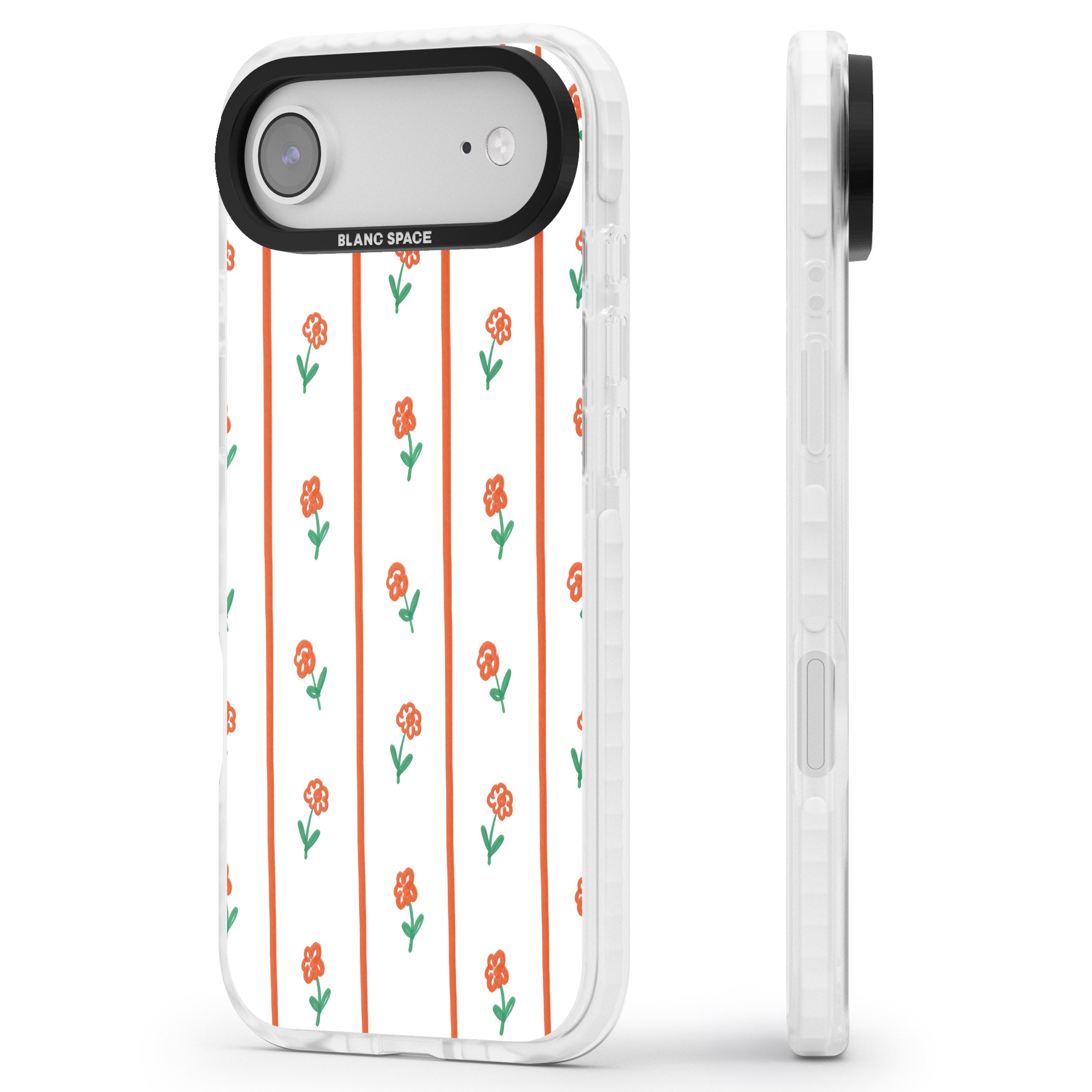 Minimal Floral Stripe iPhone 17 Air Impact Pro Clear Phone Case Side Profile