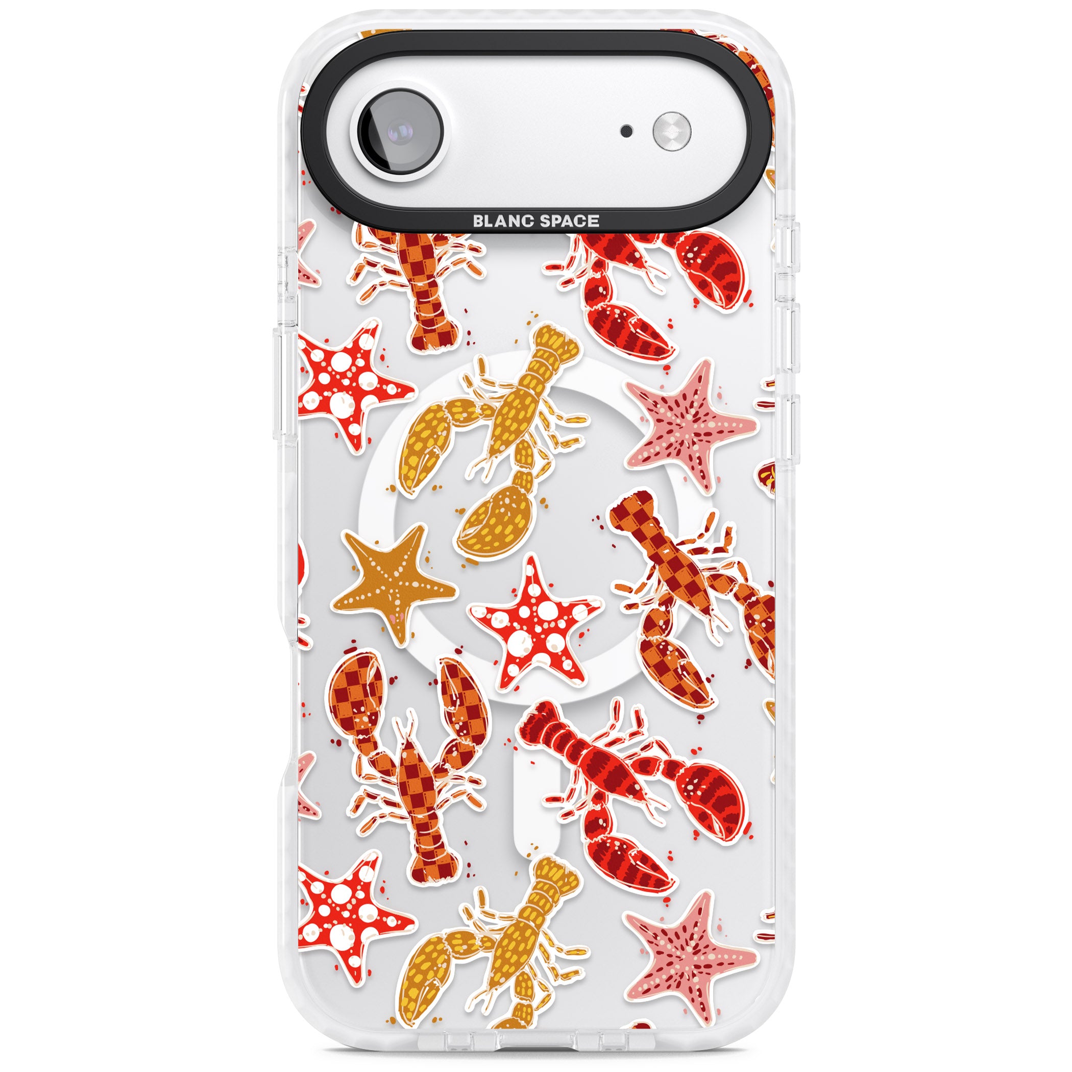 Lobster & Starfish Coastal Pattern iPhone 17 Air Impact Pro Clear Phone Case