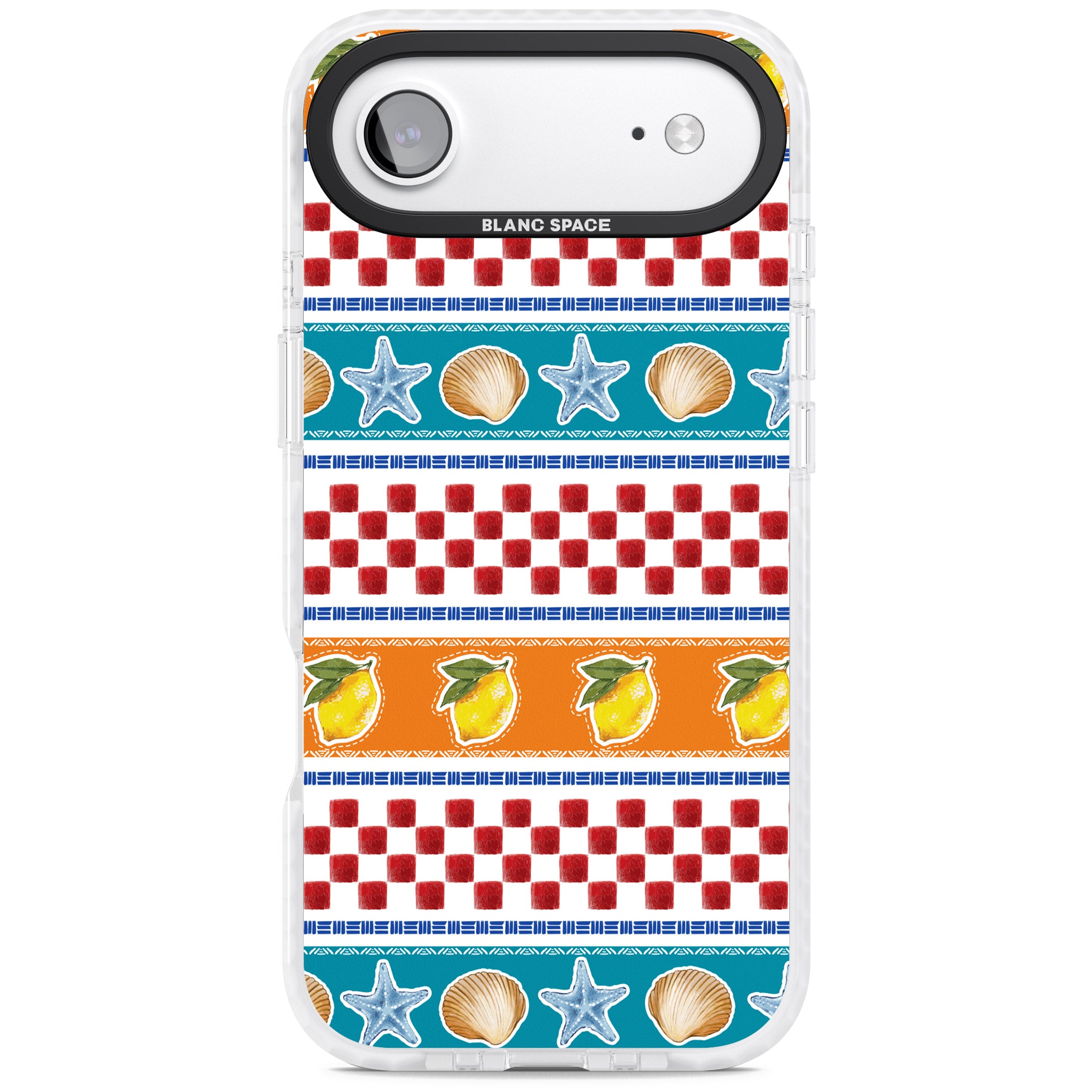 Coastal Italian Check Pattern iPhone 17 Air Impact Pro Clear Phone Case