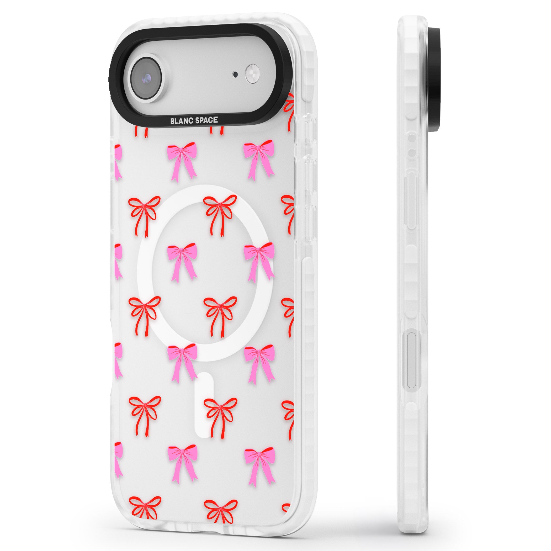 Cute Bow Pattern iPhone 17 Air Impact Pro Clear Phone Case Side Profile