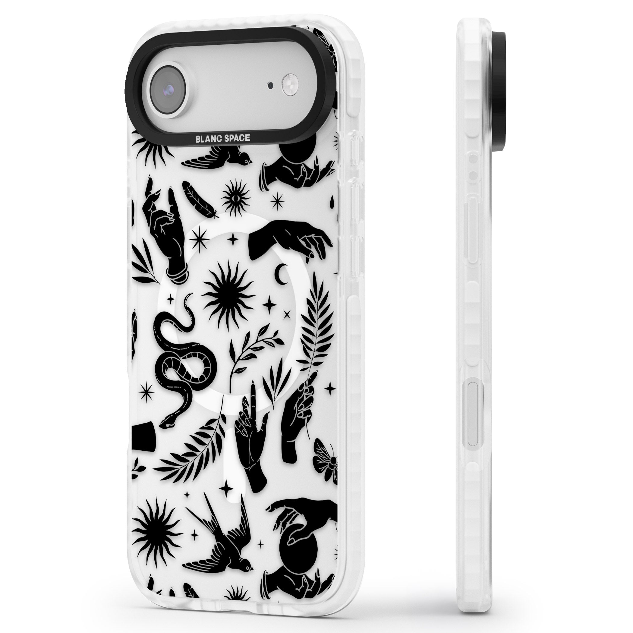 Celestial Pattern (Black) iPhone 17 Air Impact Pro Clear Phone Case Side Profile