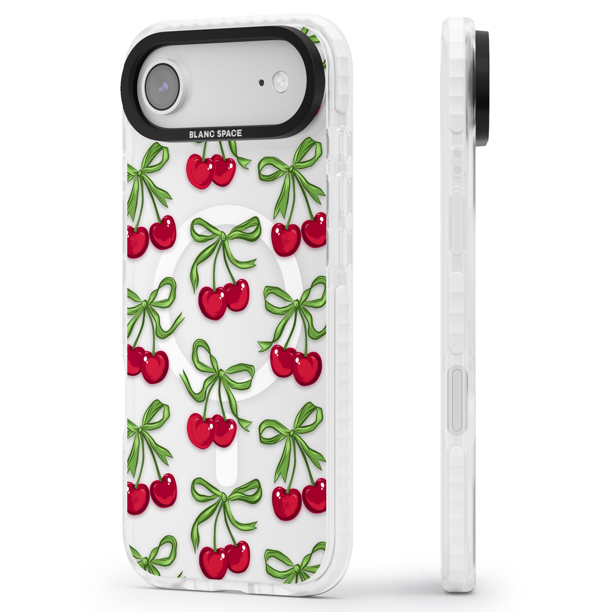 Cherry Bows iPhone 17 Air Impact Pro Clear Phone Case Side Profile