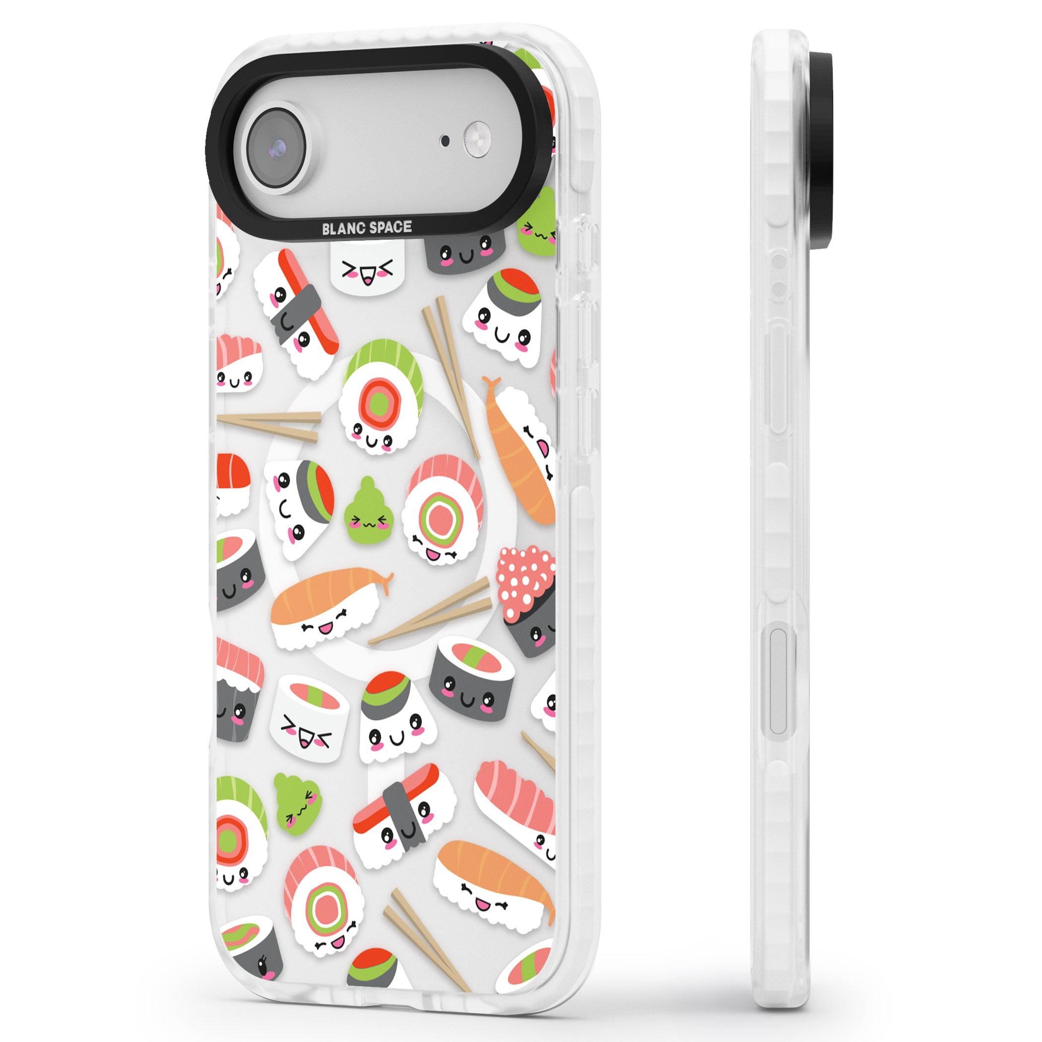Kawaii Sushi Party iPhone 17 Air Impact Pro Clear Phone Case Side Profile