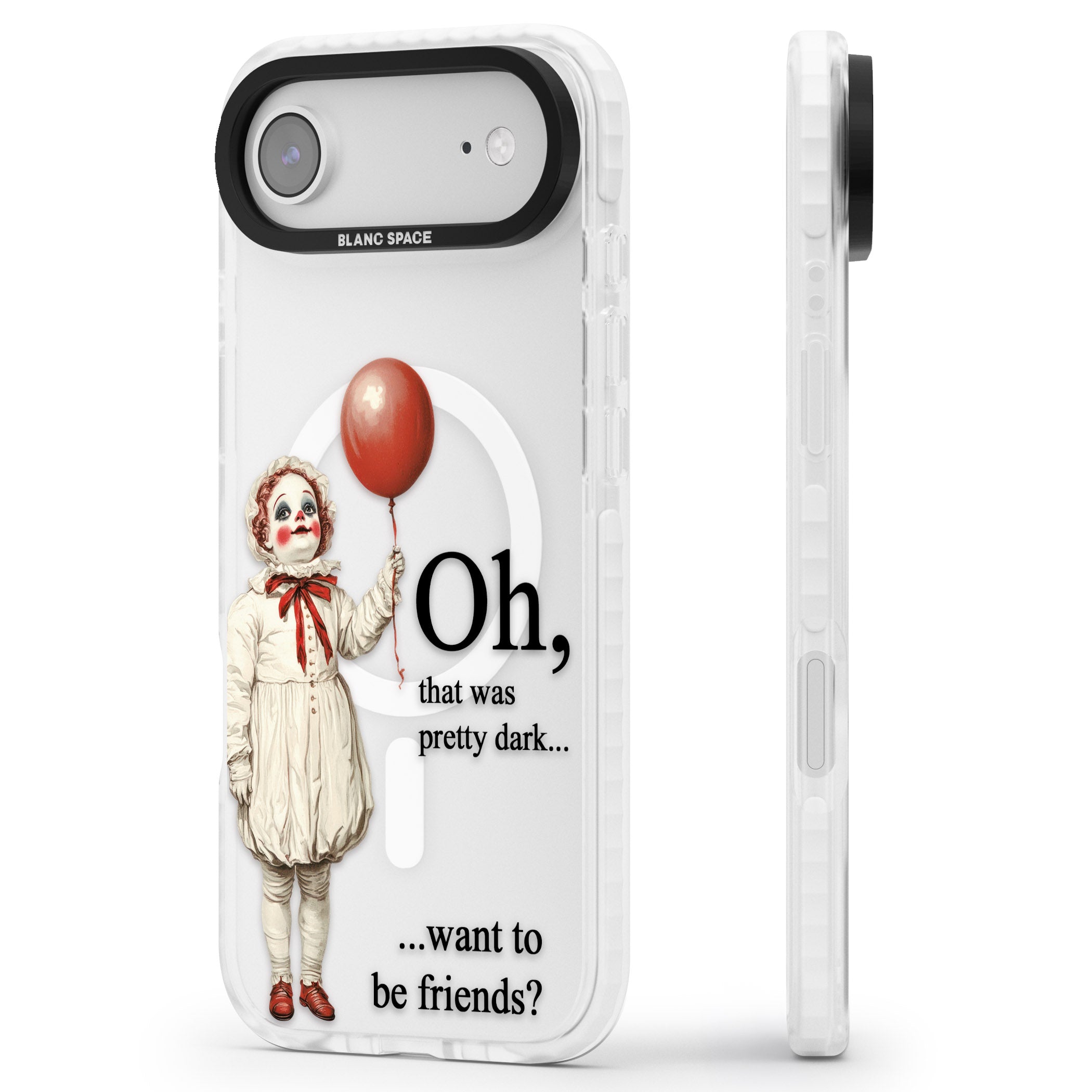 Want To Be Friends? iPhone 17 Air Impact Pro Clear Phone Case Side Profile