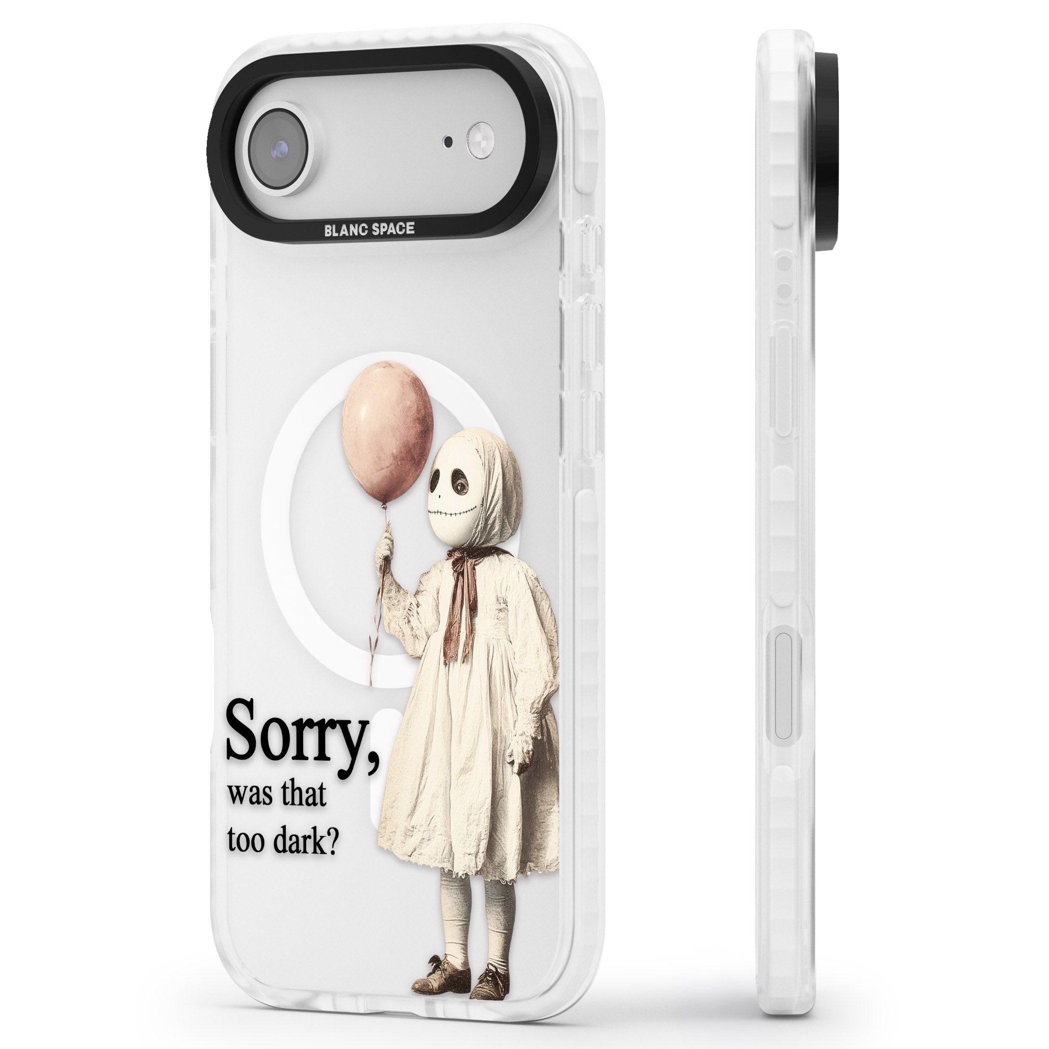 Sorry Was That Too Dark iPhone 17 Air Impact Pro Clear Phone Case Side Profile
