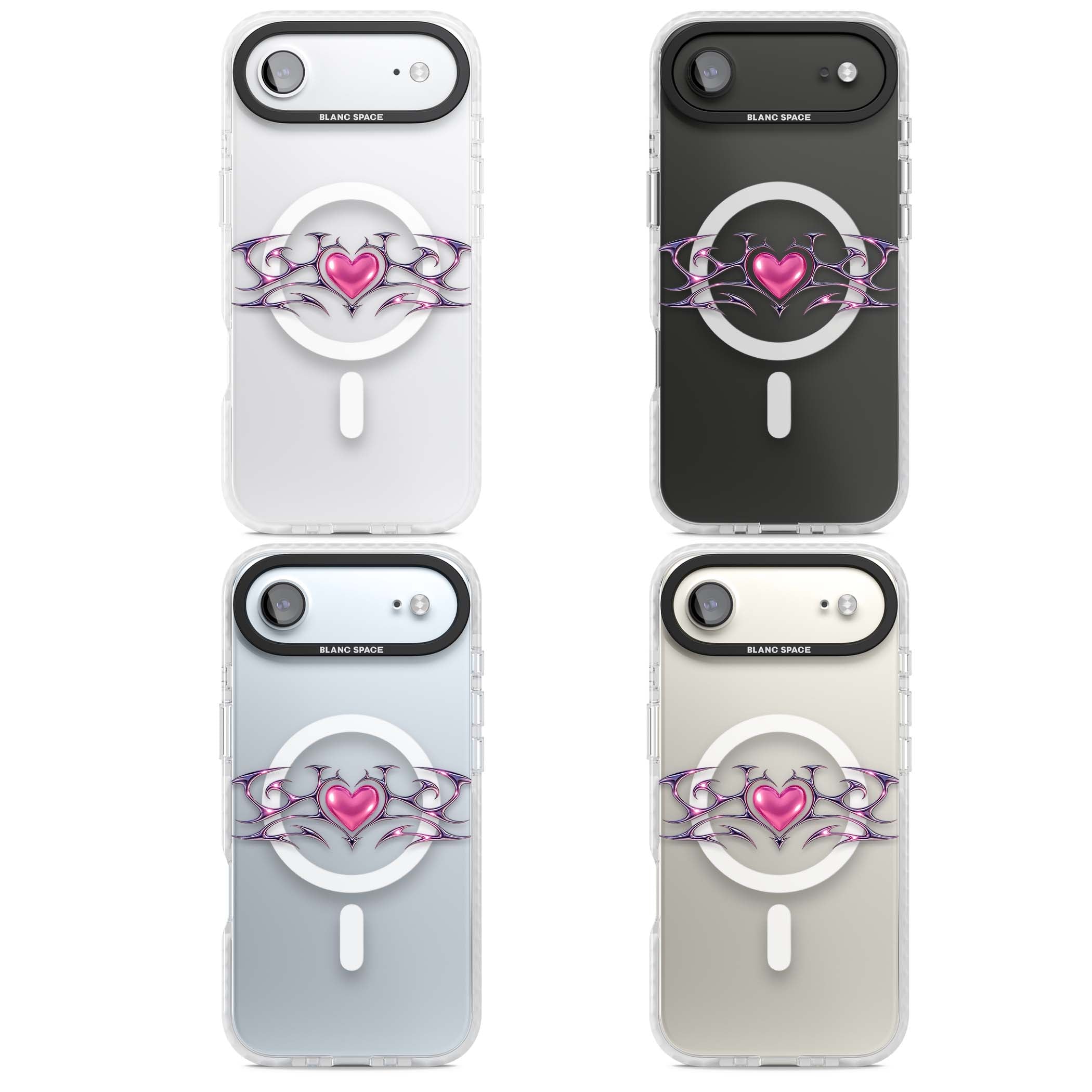 Pink Chrome Heart y2k iPhone case | Impact Magsafe case for iPhone Air