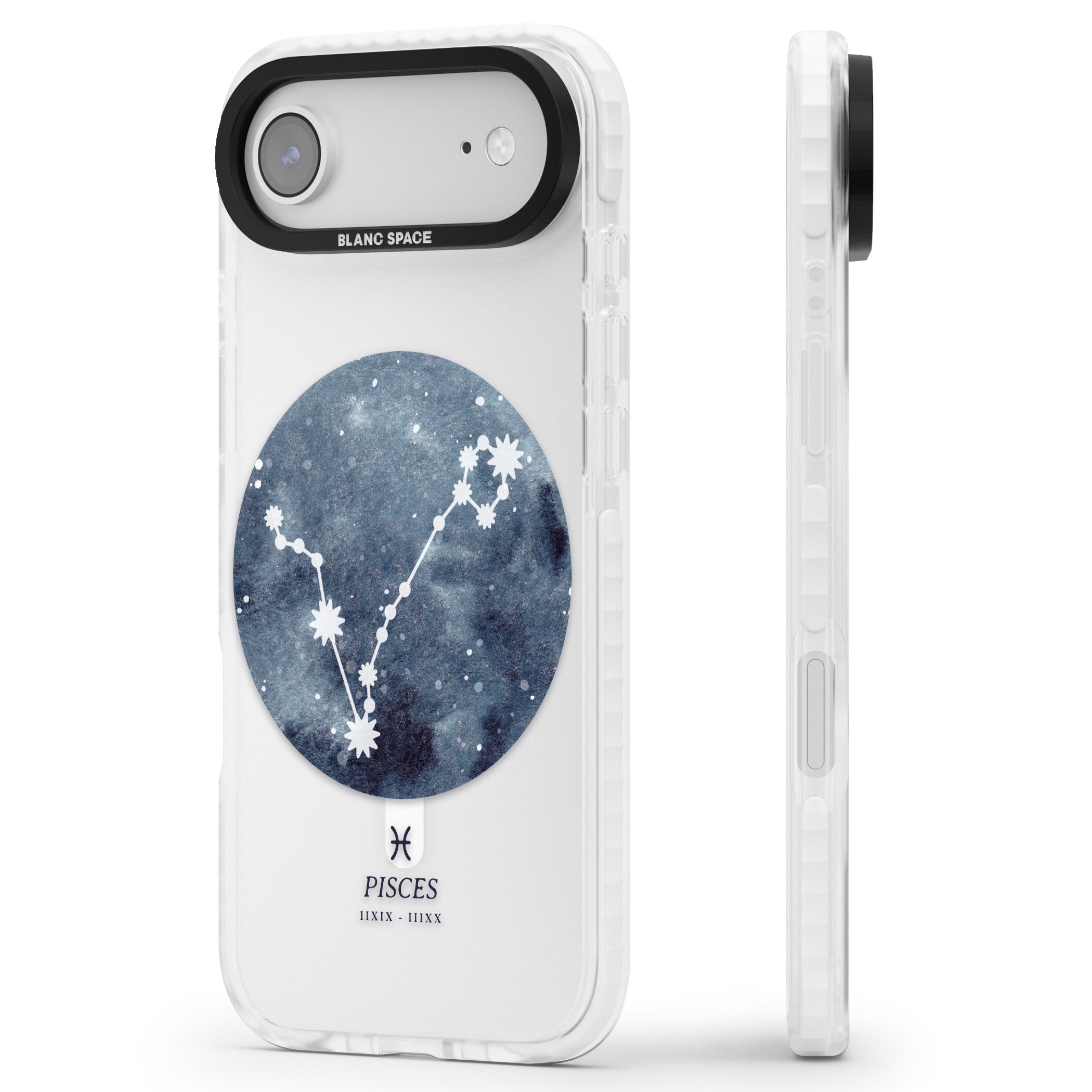 Pisces Zodiac Constellation iPhone 17 Air Impact Pro Clear Phone Case Side Profile