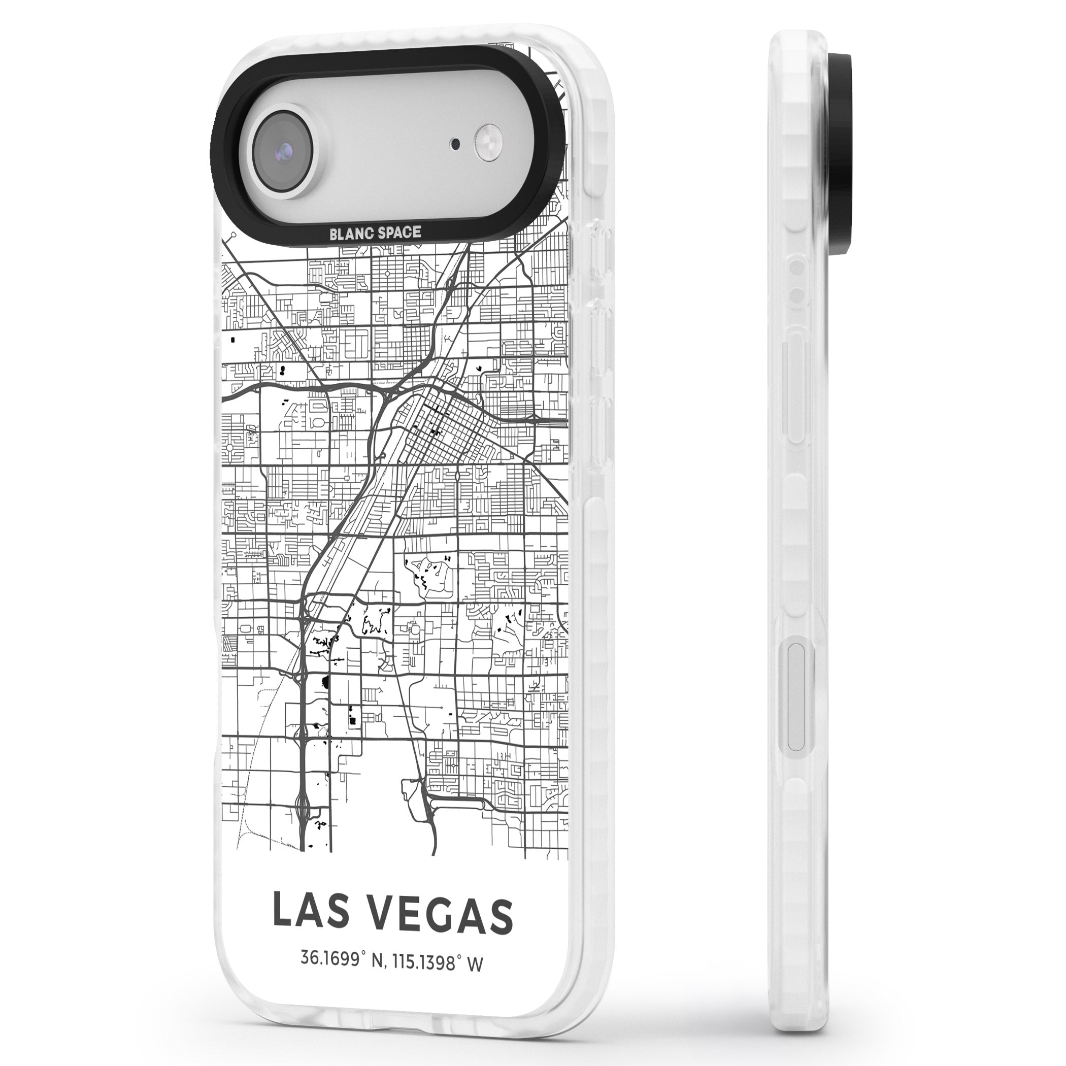 Las Vegas Map iPhone 17 Air Impact Clear Phone Case Side Profile