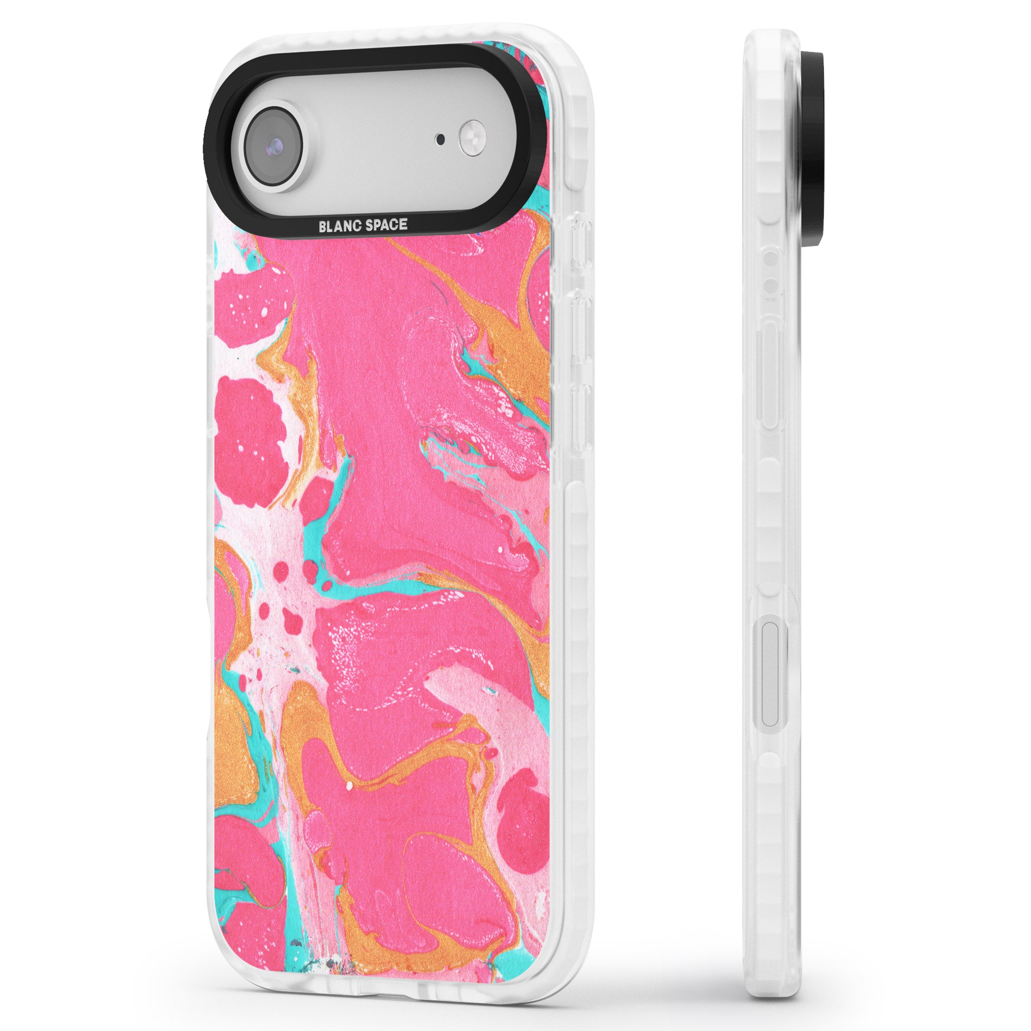 Vibrant Marbled Paper iPhone 17 Air Impact Clear Phone Case Side Profile