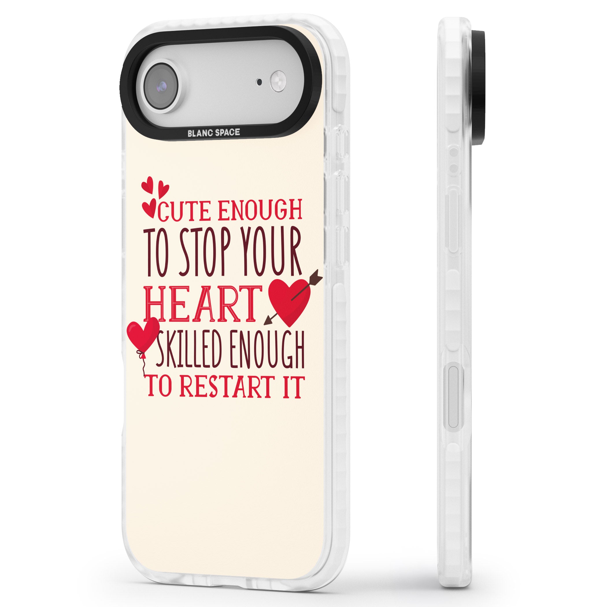 Cute Enough To Stop Your Heart iPhone 17 Air Impact Clear Phone Case Side Profile
