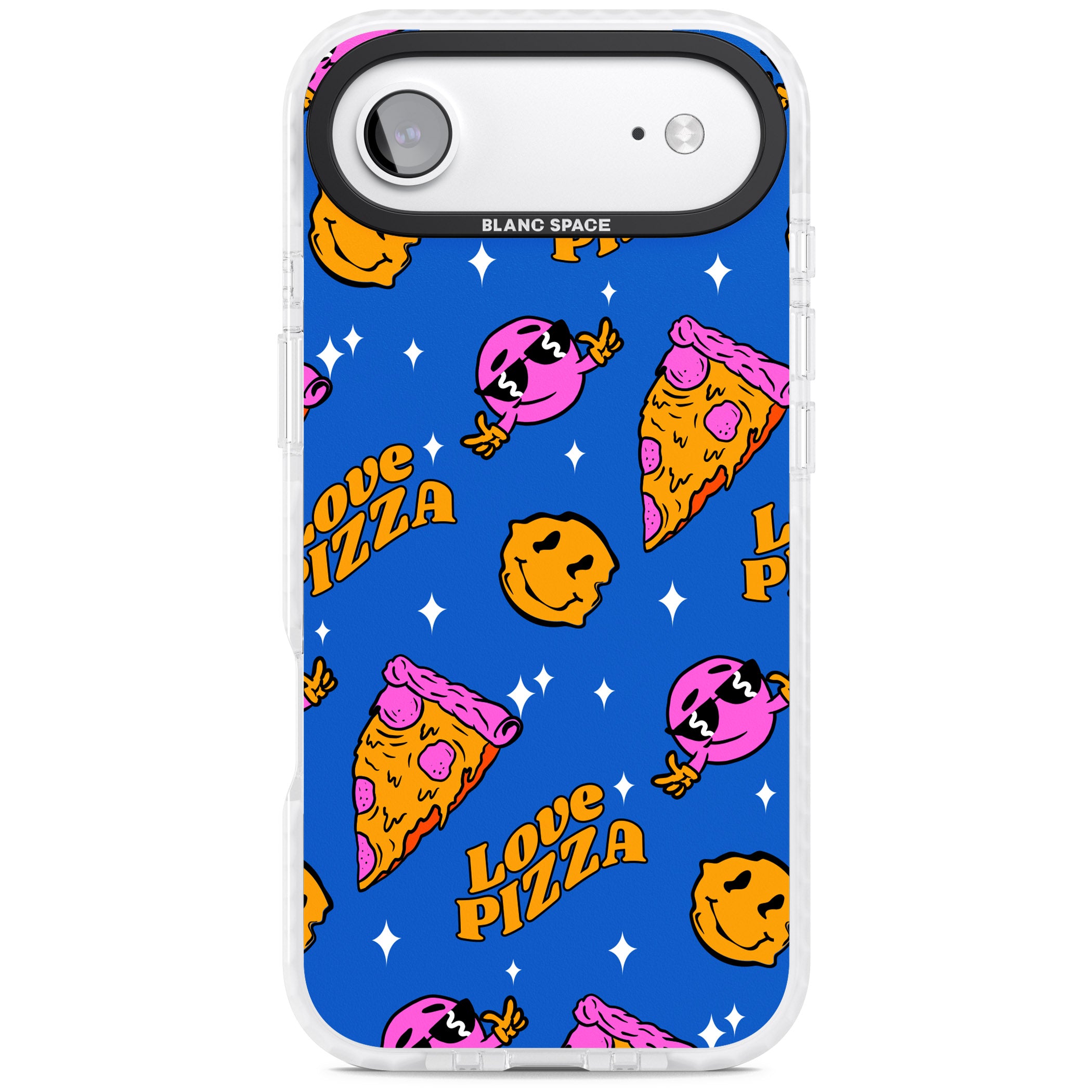 Psychedelic Love Pizza Pattern iPhone 17 Air Impact Clear Phone Case