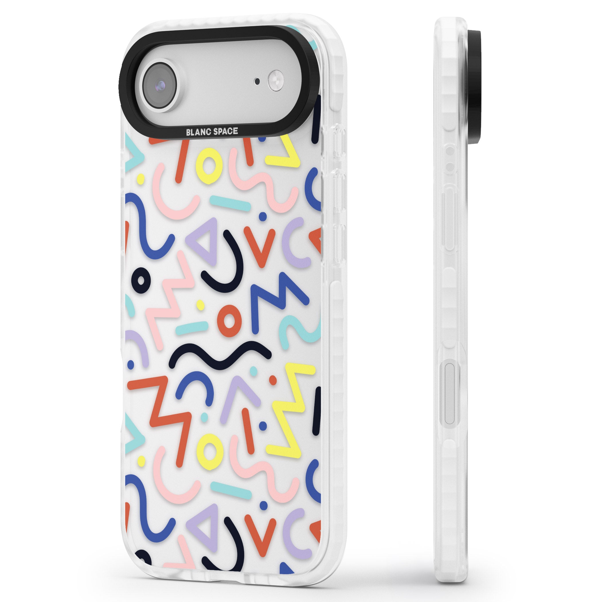 Memphis Retro Pattern iPhone 17 Air Impact Clear Phone Case Side Profile