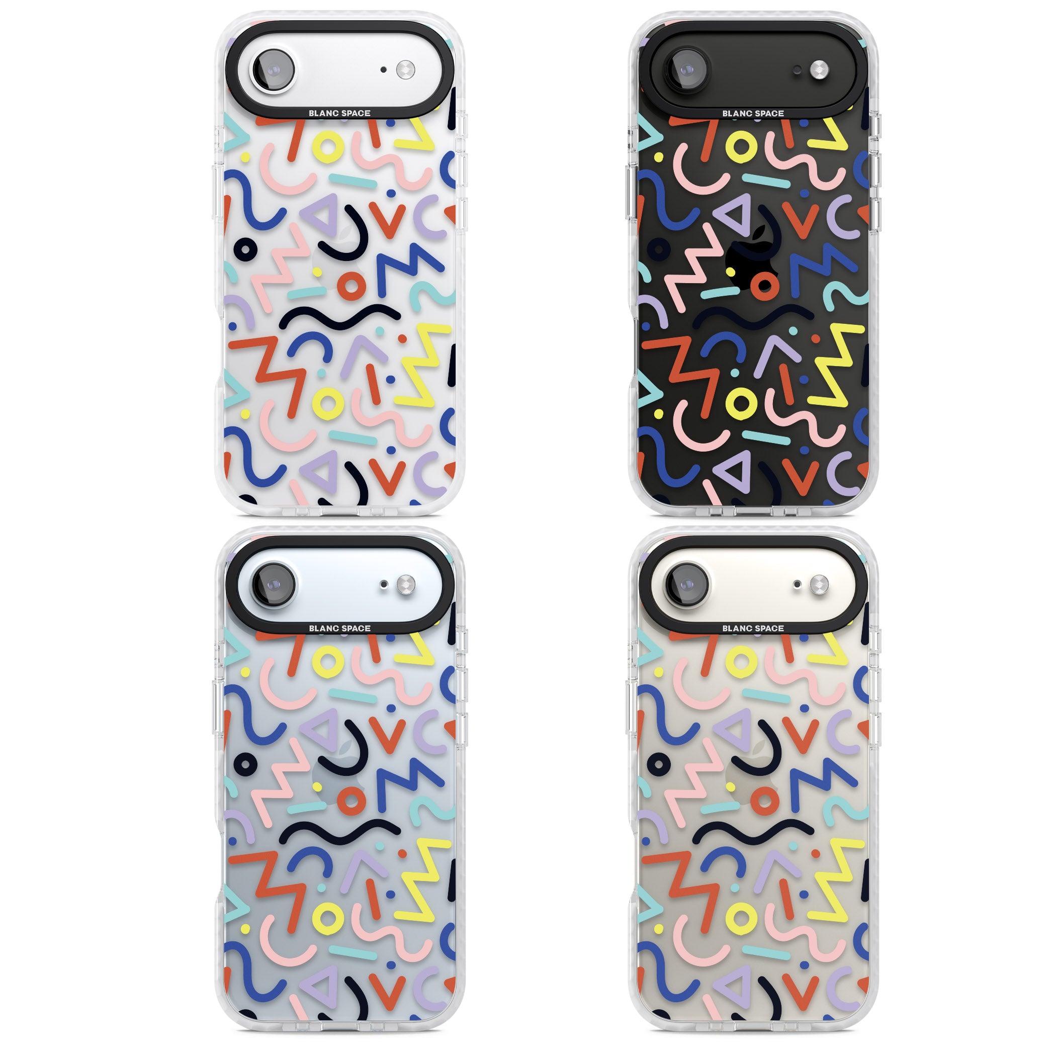 Memphis Retro Pattern iPhone 17 Air Impact Clear Phone Case APT Impact Protection