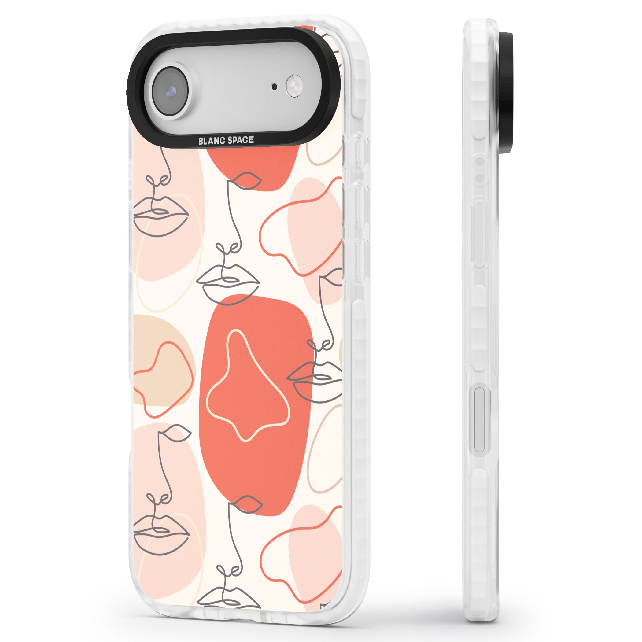 Abstract Face Line Art iPhone 17 Air Impact Clear Phone Case Side Profile