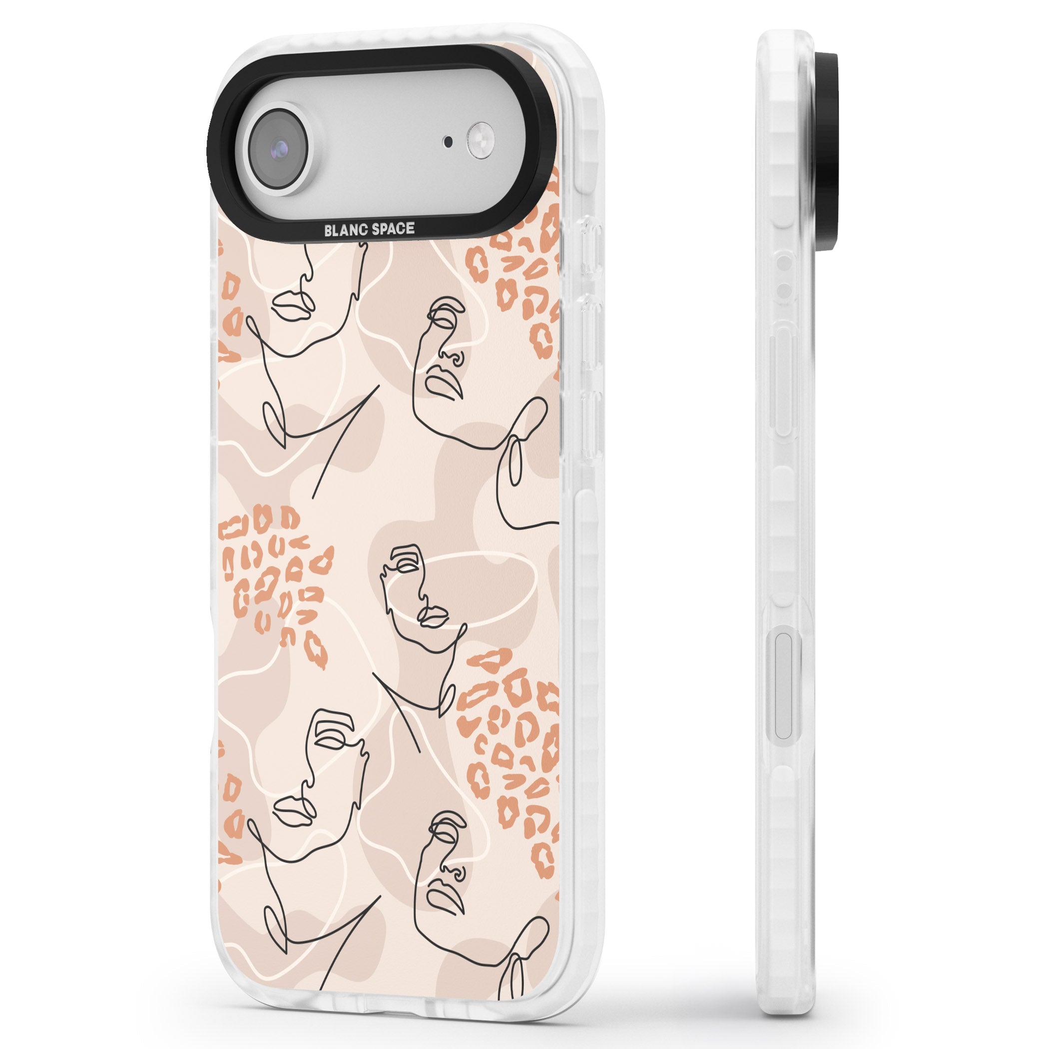 Abstract Faces Leopard iPhone 17 Air Impact Clear Phone Case Side Profile