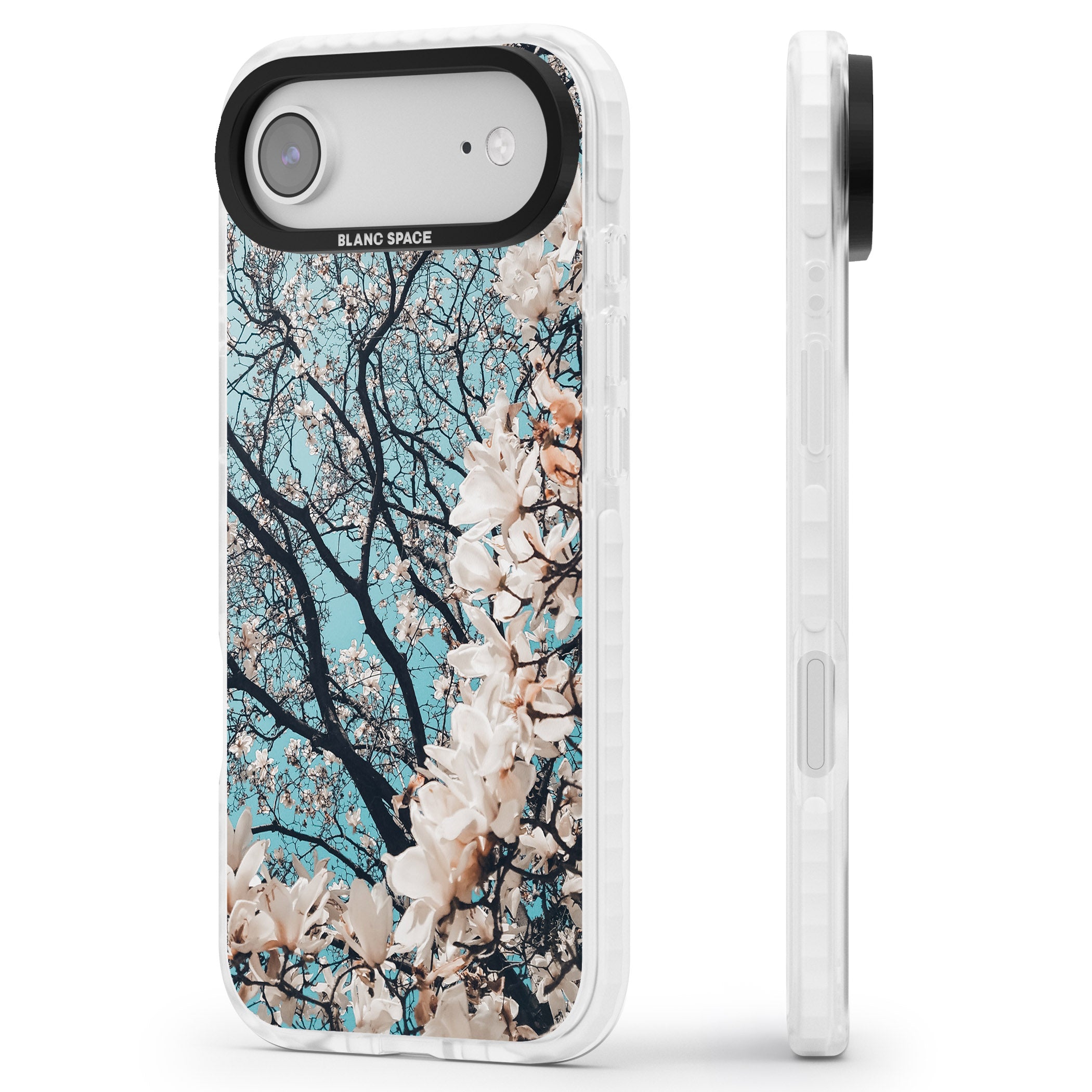 Magnolia Bloom iPhone 17 Air Impact Clear Phone Case Side Profile
