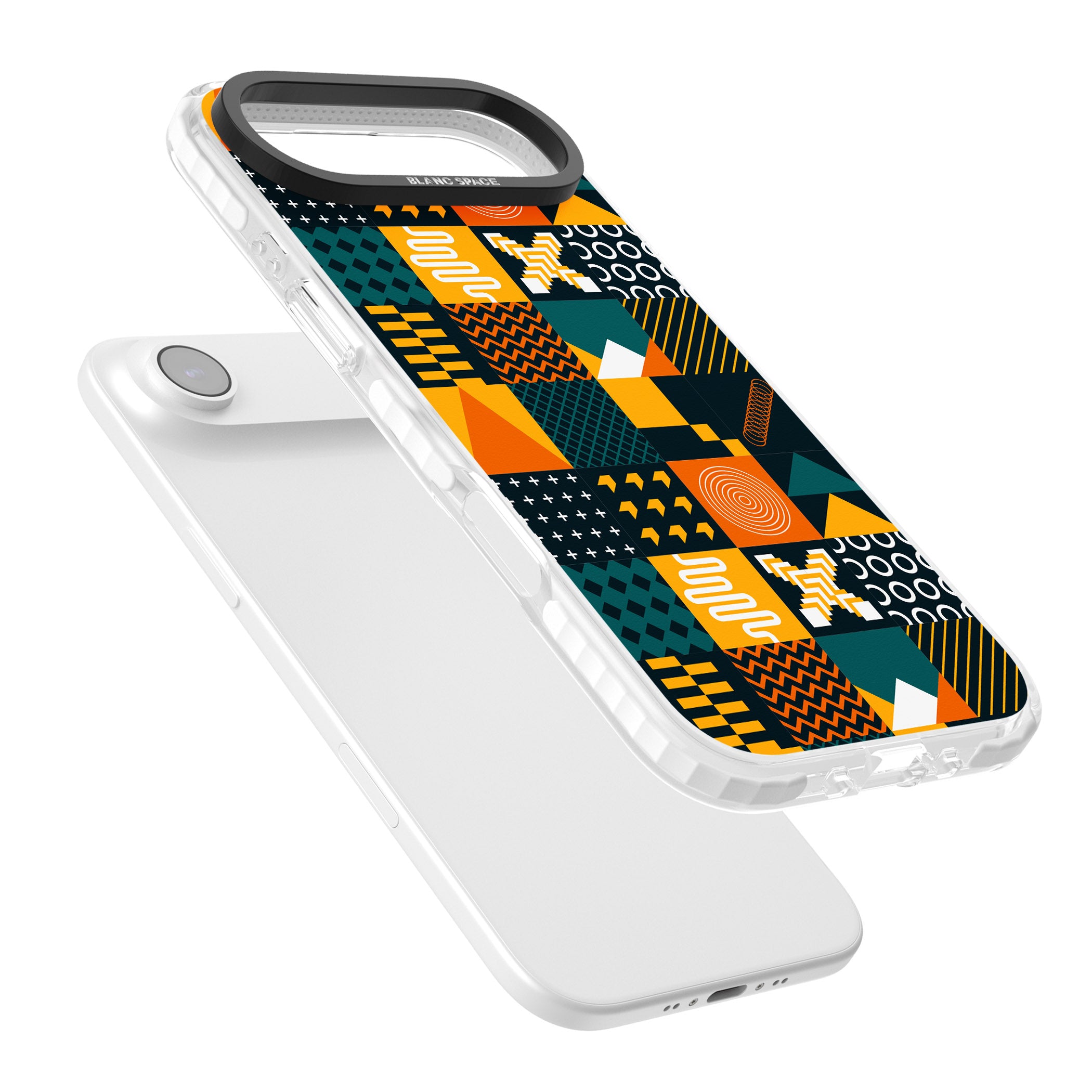 Funky Geometric Patterns: Orange & Dark Green iPhone 17 Air Impact Clear Phone Case Colours