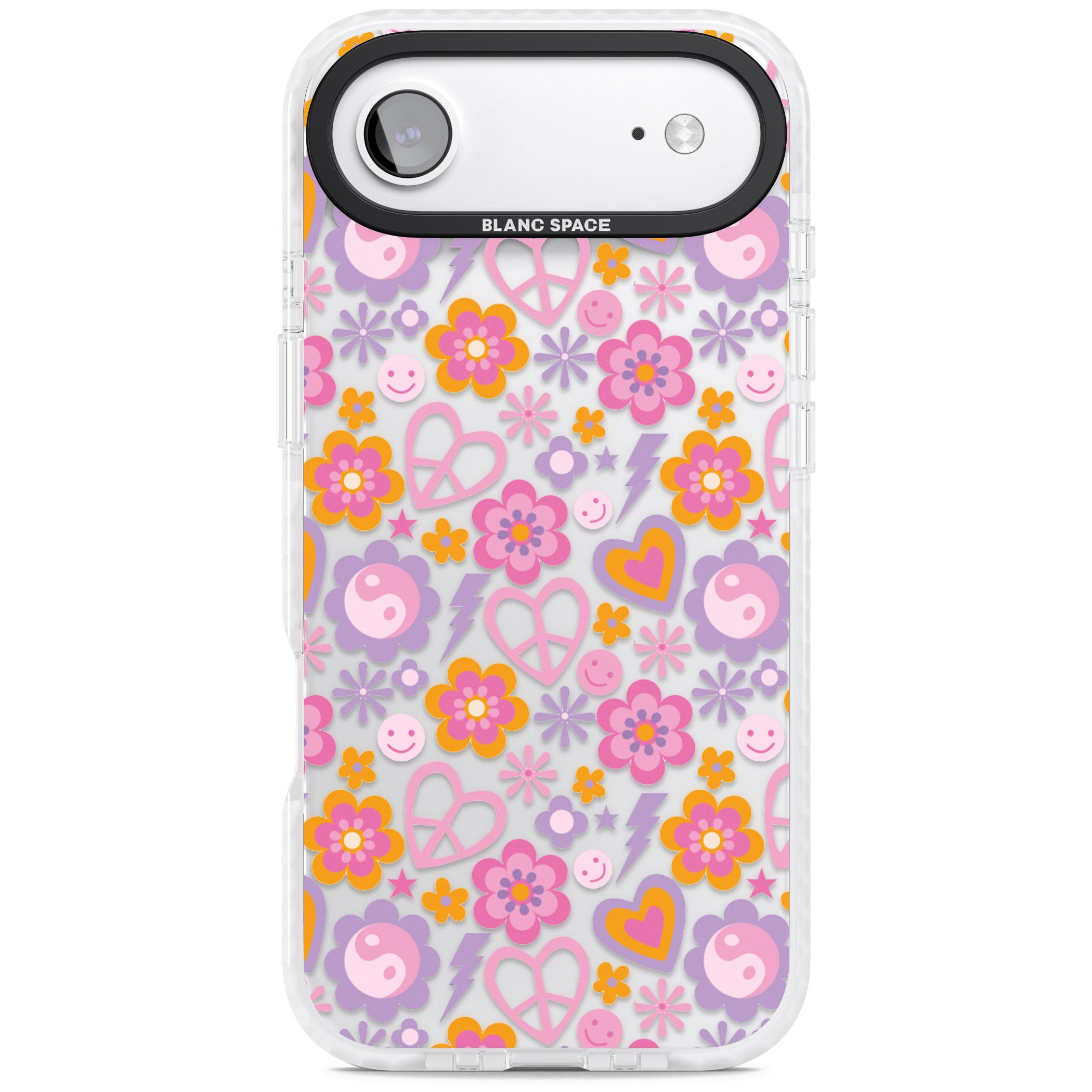 Peace, Love And Flowers Pattern iPhone 17 Air Impact Clear Phone Case