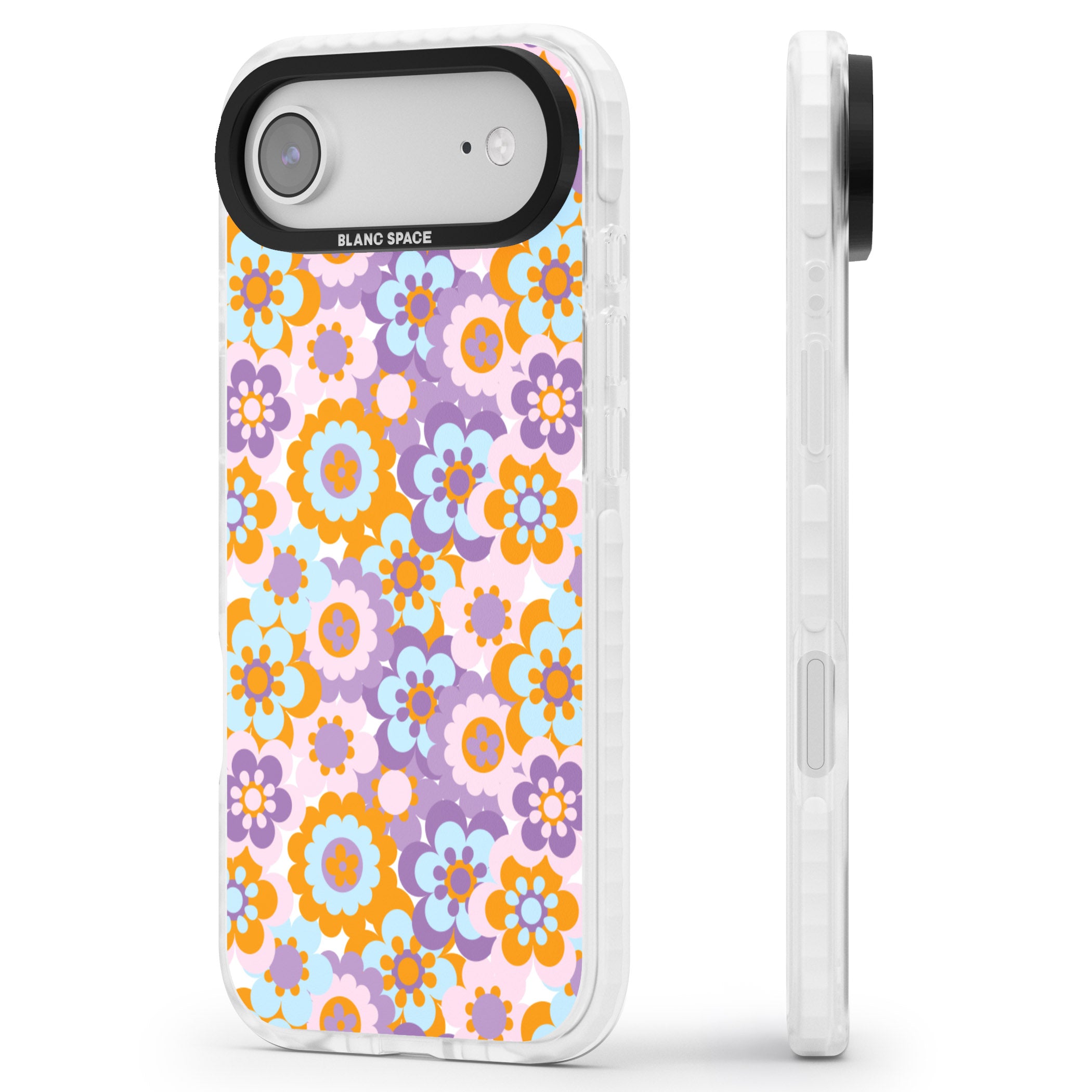 Flower Power Pattern iPhone 17 Air Impact Clear Phone Case Side Profile
