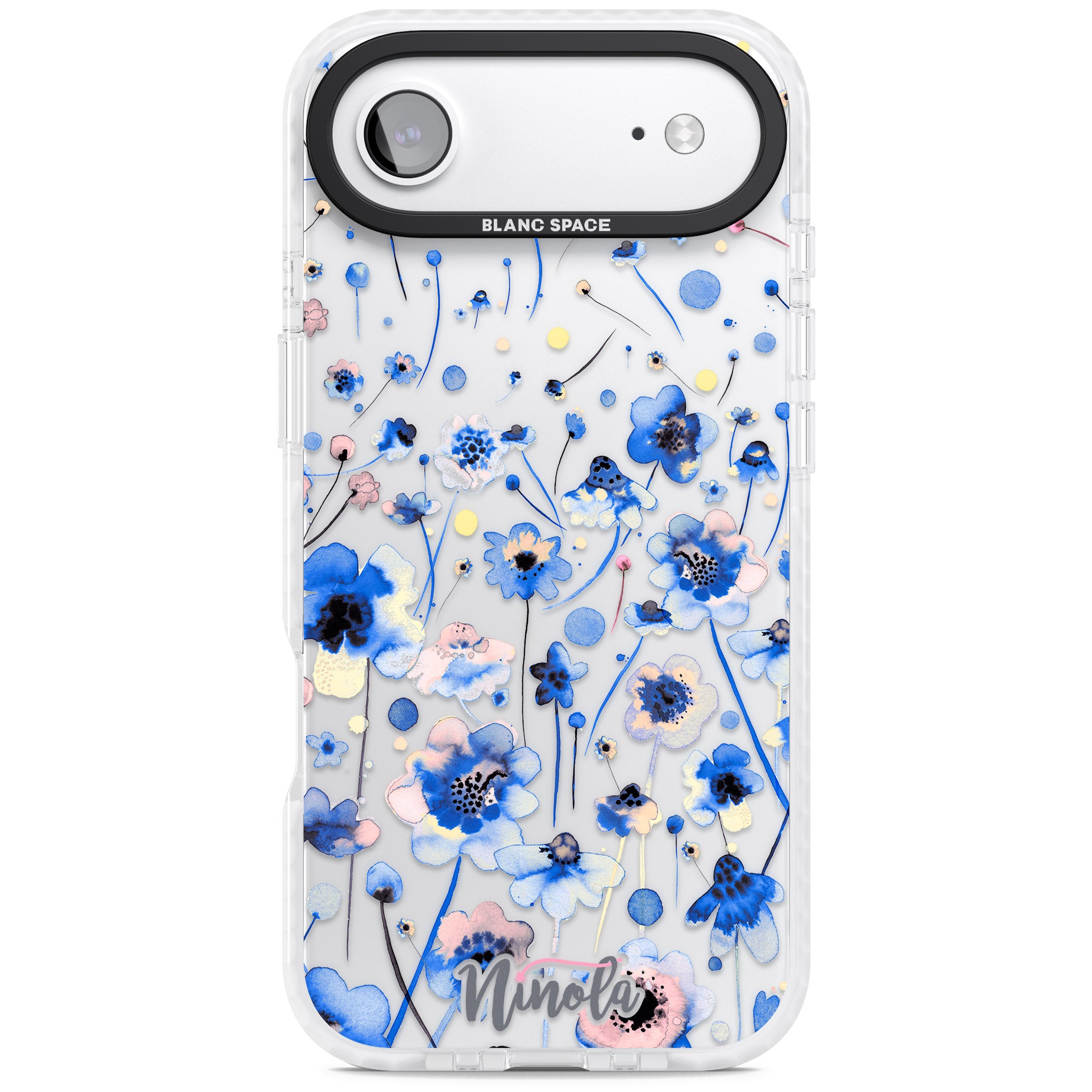 Ink Flowers Blue iPhone 17 Air Impact Clear Phone Case