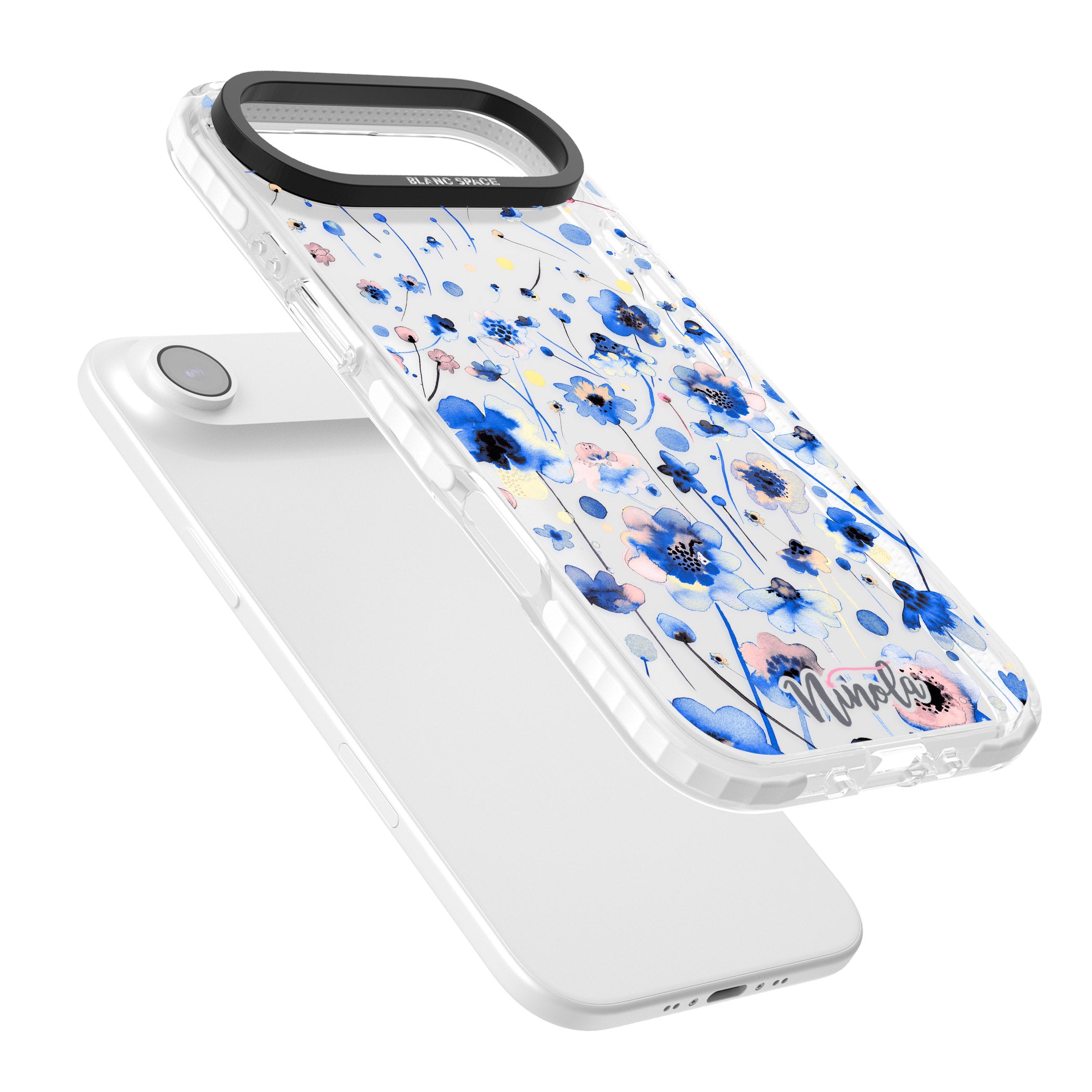 Ink Flowers Blue iPhone 17 Air Impact Clear Phone Case Colours