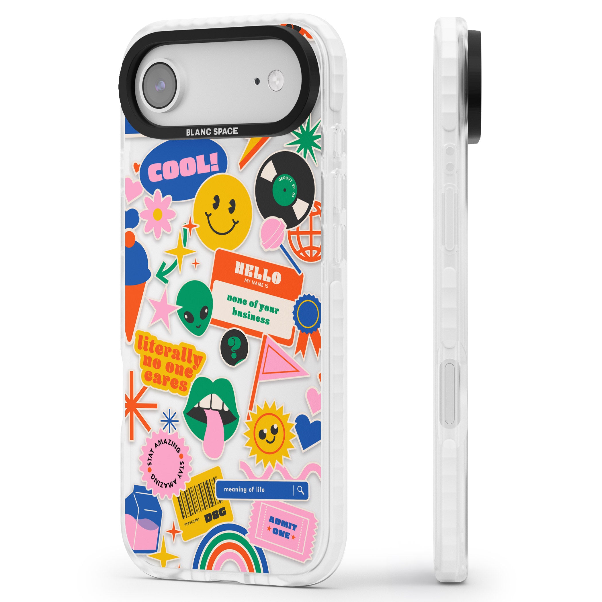Nostalgic Sticker Vibes iPhone 17 Air Impact Clear Phone Case Side Profile