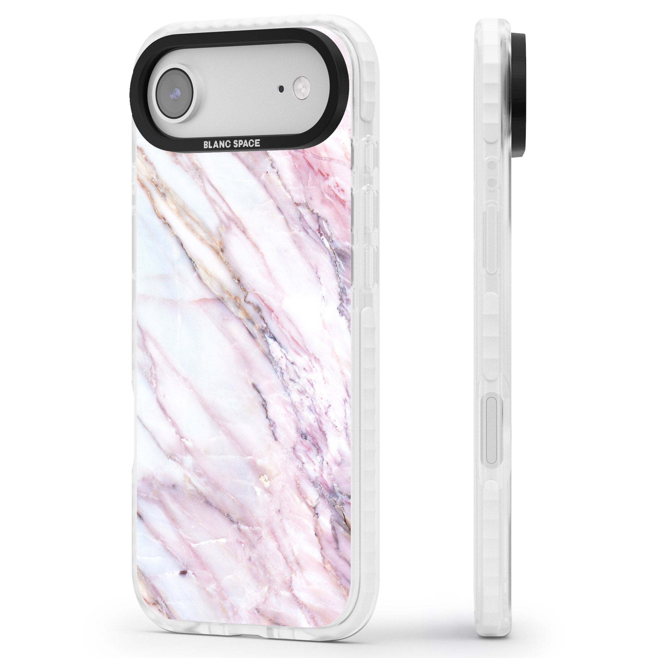 Blush Marble Glow iPhone 17 Air Impact Clear Phone Case Side Profile
